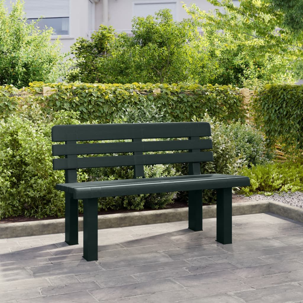 furnicato Gartenbank Polypropylen 110 x 52 x 71 cm Grün, Hitzebeständige Sitzbank mit bequemer Rückenlehne für die Veranda