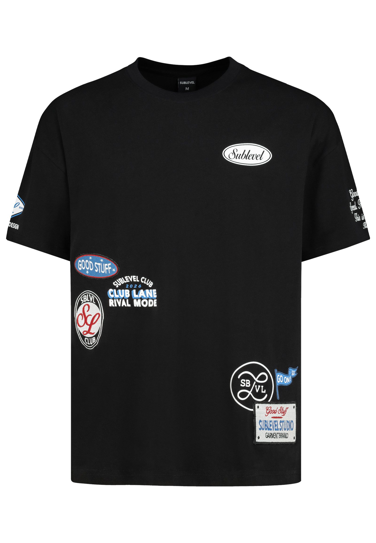 SUBLEVEL T-Shirt Herren Baumwoll T-Shirt bestickt Oversized Shirt mit Stickereien, Baumwolle