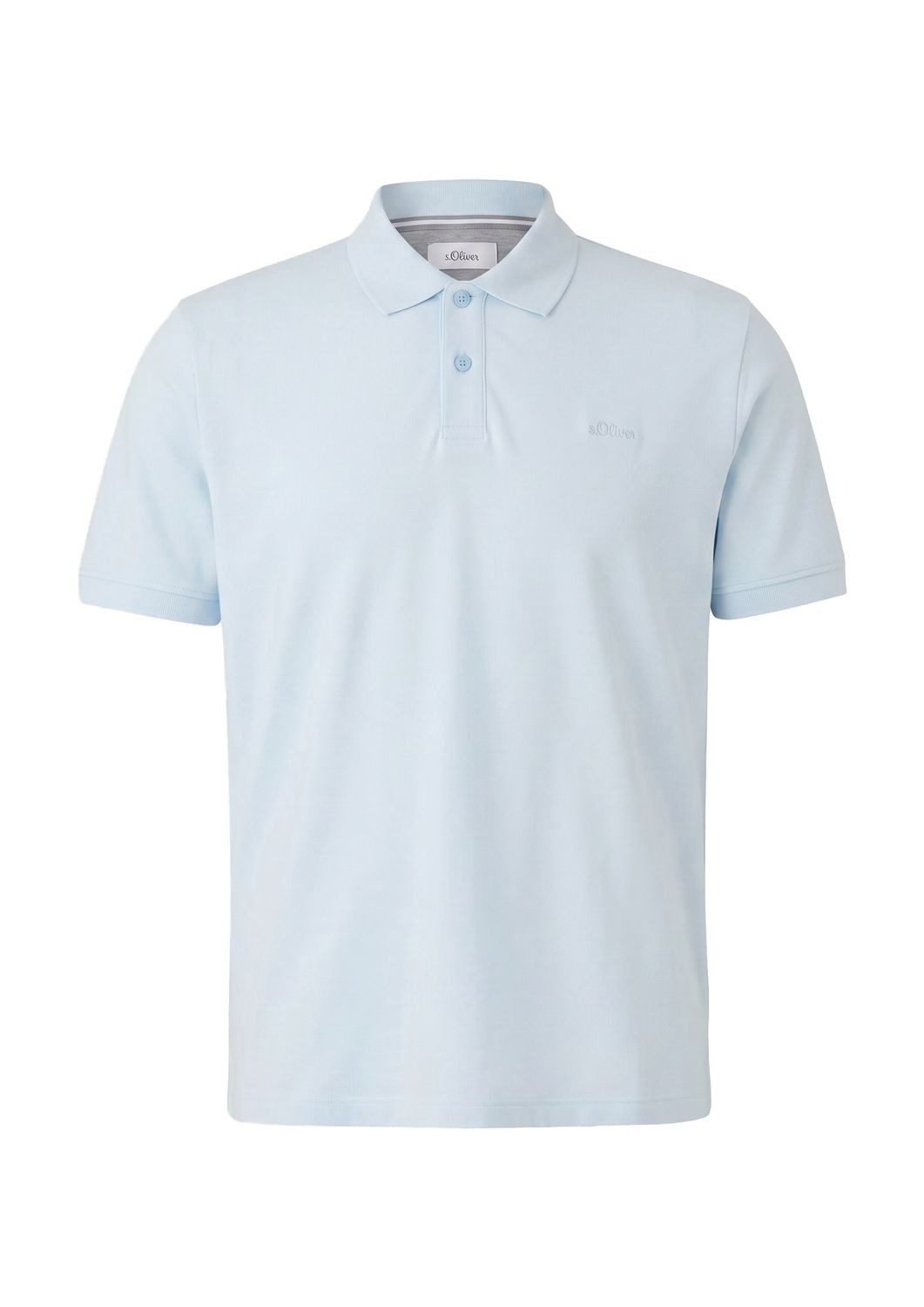 s.Oliver Poloshirt mit Logo-Stickerei und seitlich geschlitztem Saum