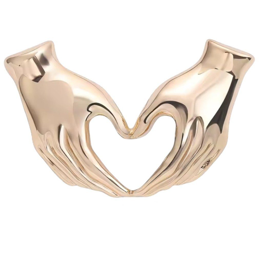 Dark-Desires Brosche Romantische vintage Hände-Herz Brosche – Goldfarben, Damen Brosche vintage Accesssoire retro Anstecknadel