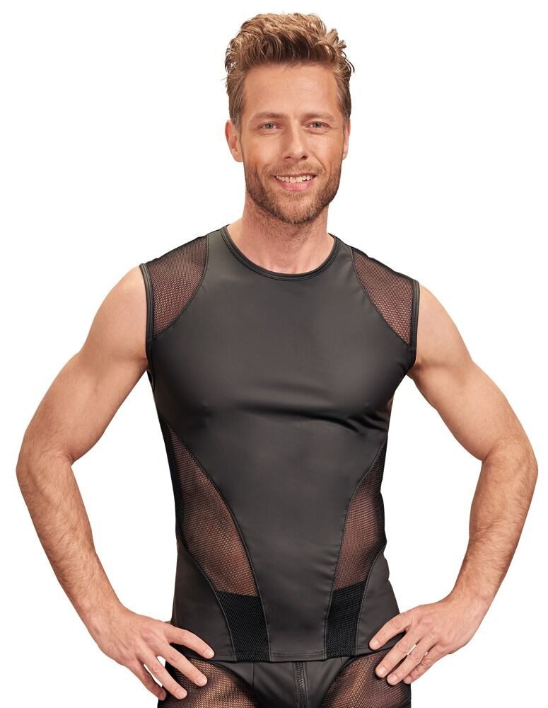 NEK Muskelshirt Ärmelloses Shirt halb transparent halb Mattlook - schwarz (1-tlg) Streichelweiche Oberfläche