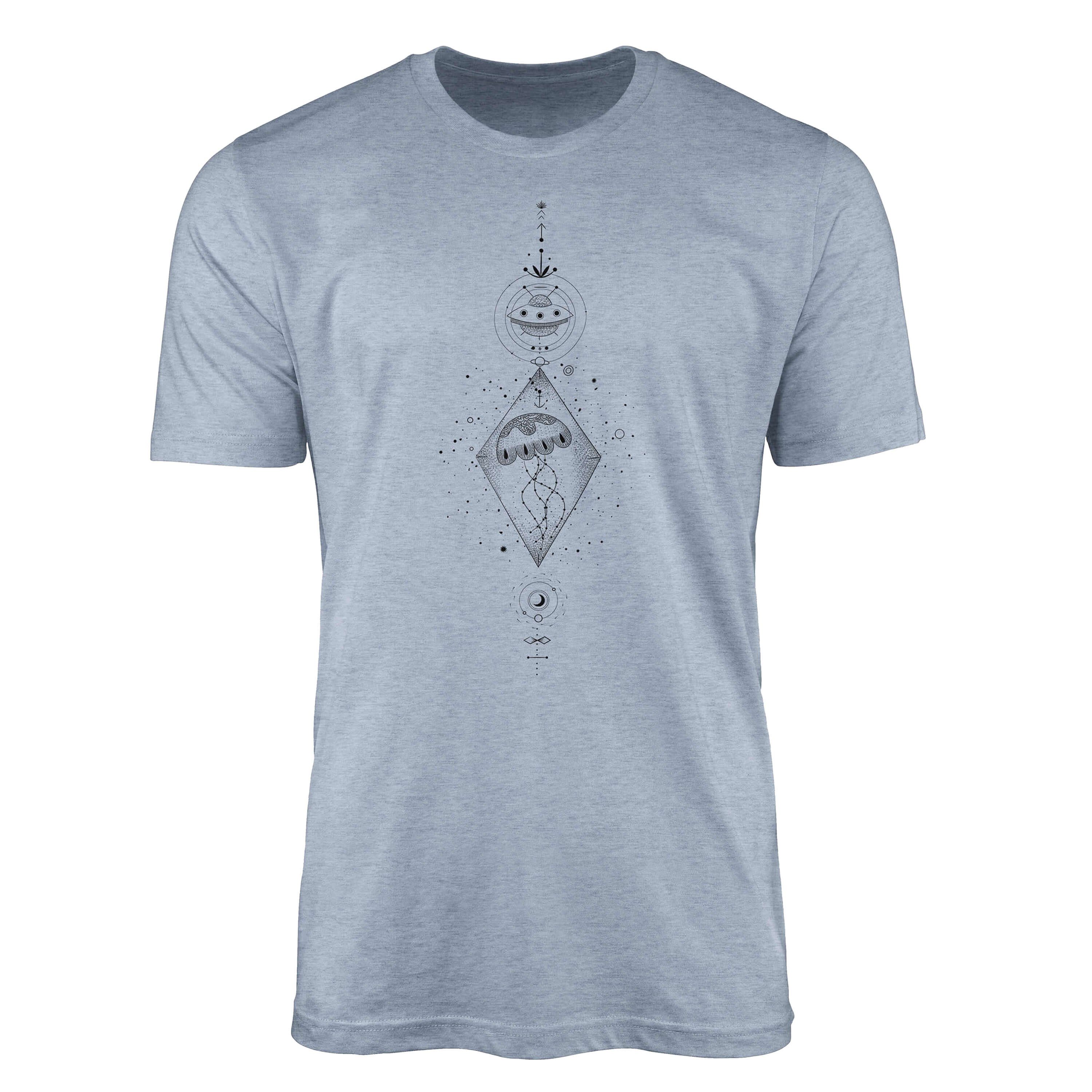 Sinus Art T-Shirt Premium T-Shirt Alchemy Serie Symbole angenehmer Tragekomfort feine Struktur No.0059 Stonewash Denim