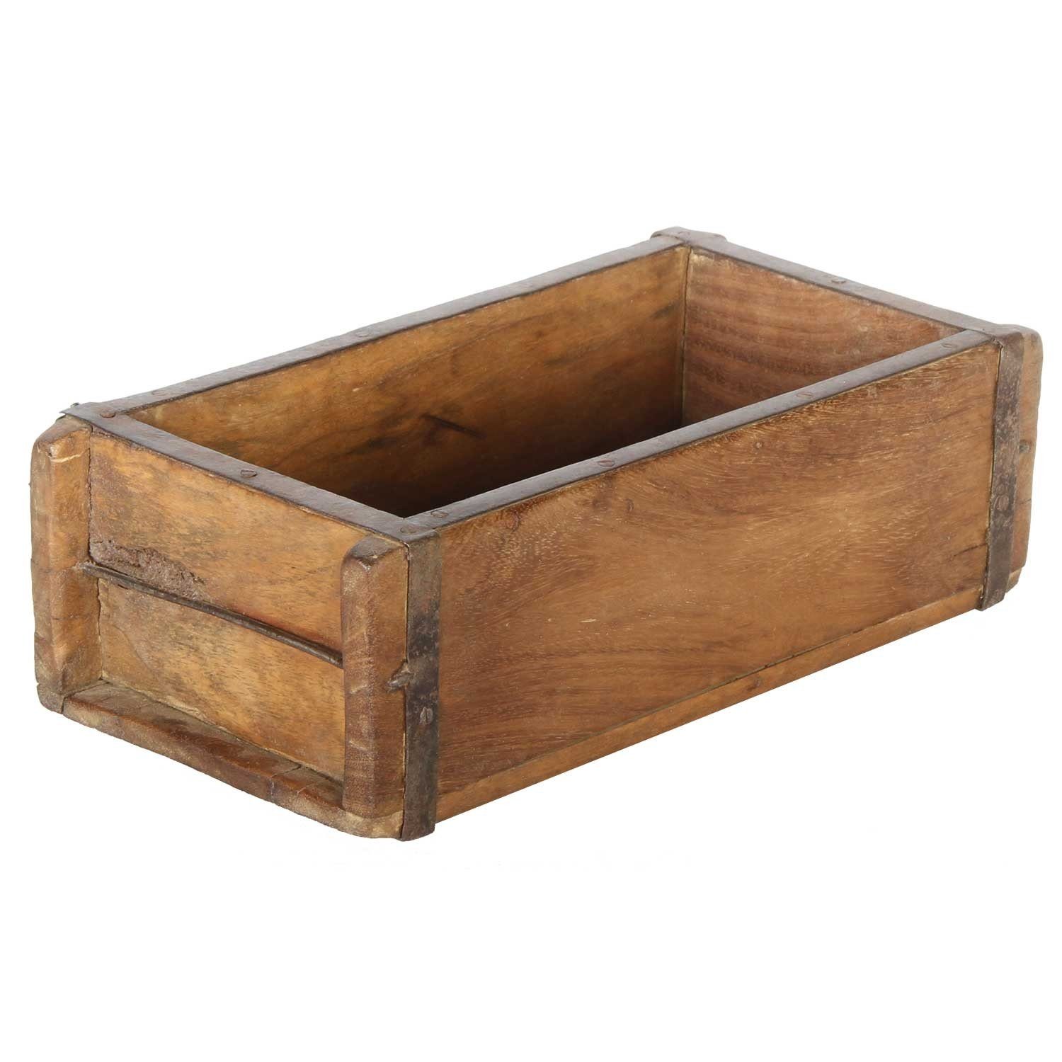 Casa Moro Aufbewahrungsbox Vintage Ziegelform Balu aus Altholz, Alte Backsteinform, Holzbox, Ziegelform aus aufbereitetes Altholz, Deko Kiste