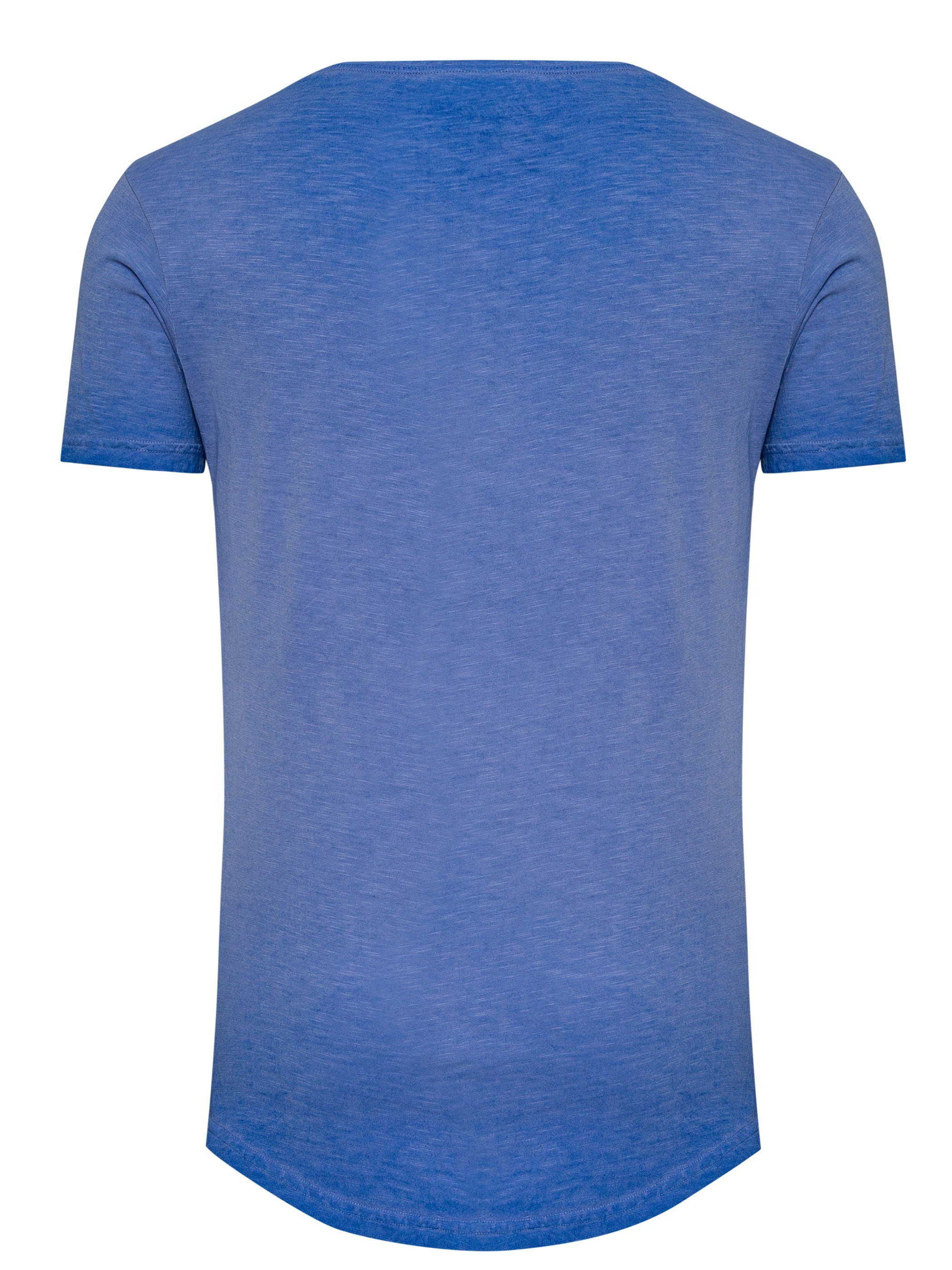 (1-tlg) T-Shirt violet Blau Oversize 173924) Neck (lavender Pittman Tee Washed Basic Shredder Crew