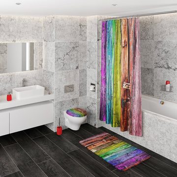 Sanilo Badaccessoire-Set Rainbow, Komplett-Set, 3 tlg., bestehend aus WC-Sitz, Badteppich und Waschbeckenstöpsel