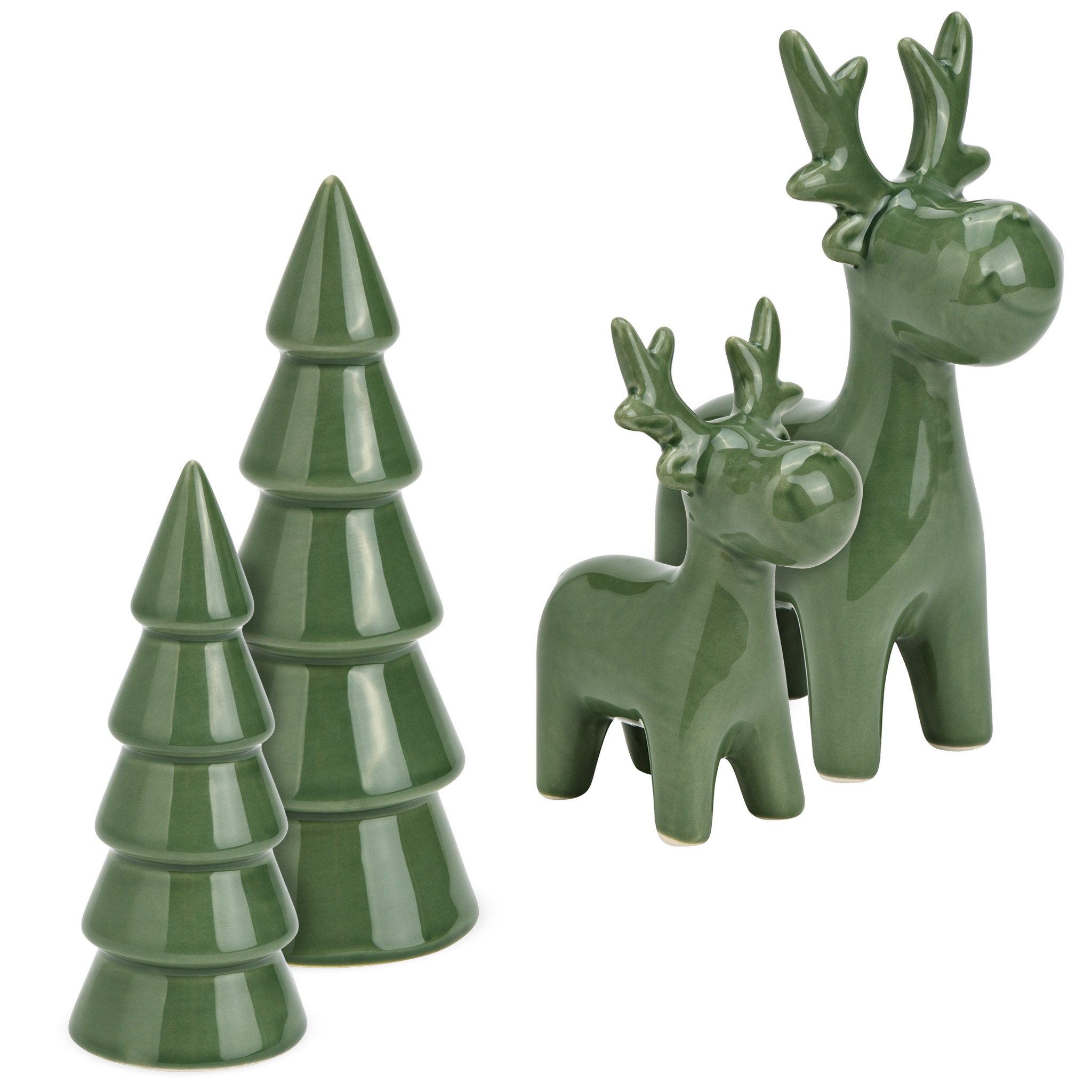 matches21 HOME & HOBBY Dekofigur Keramik Winter Dekofiguren Set Tannenbaum günstig online kaufen