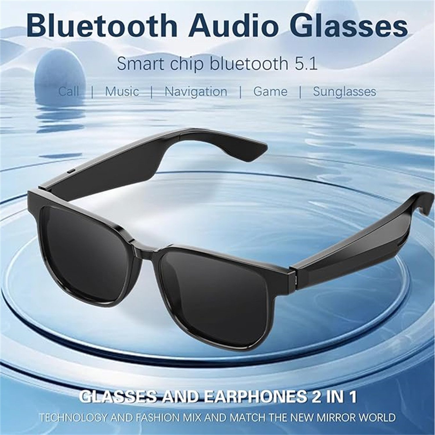 autolock Sonnenbrille Wireless Smart Sonnenbrille, Musik und Telefonanruf Voice Speaker Sonnenbrille,UV-Schutz polarisierte Sonnenbrille für Männer Frauen