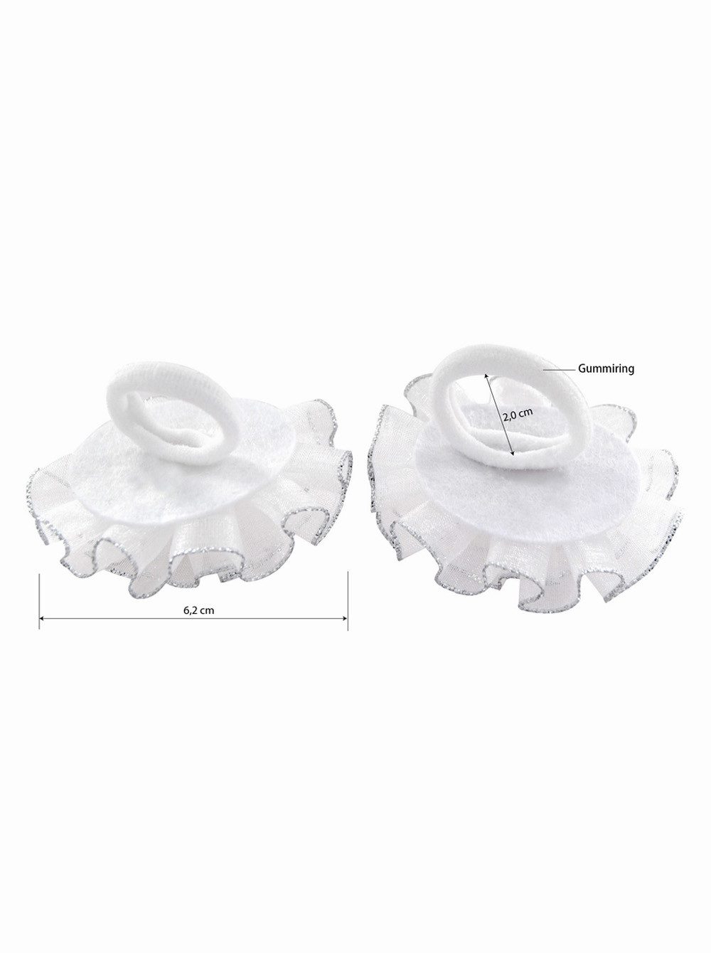 axy Haargummi Kinder Blumen Haargummis zur Kommunion in Weiss, 2 stück Haargummis, Kinder Haarschmuck Haargummi mit Stoffblumen