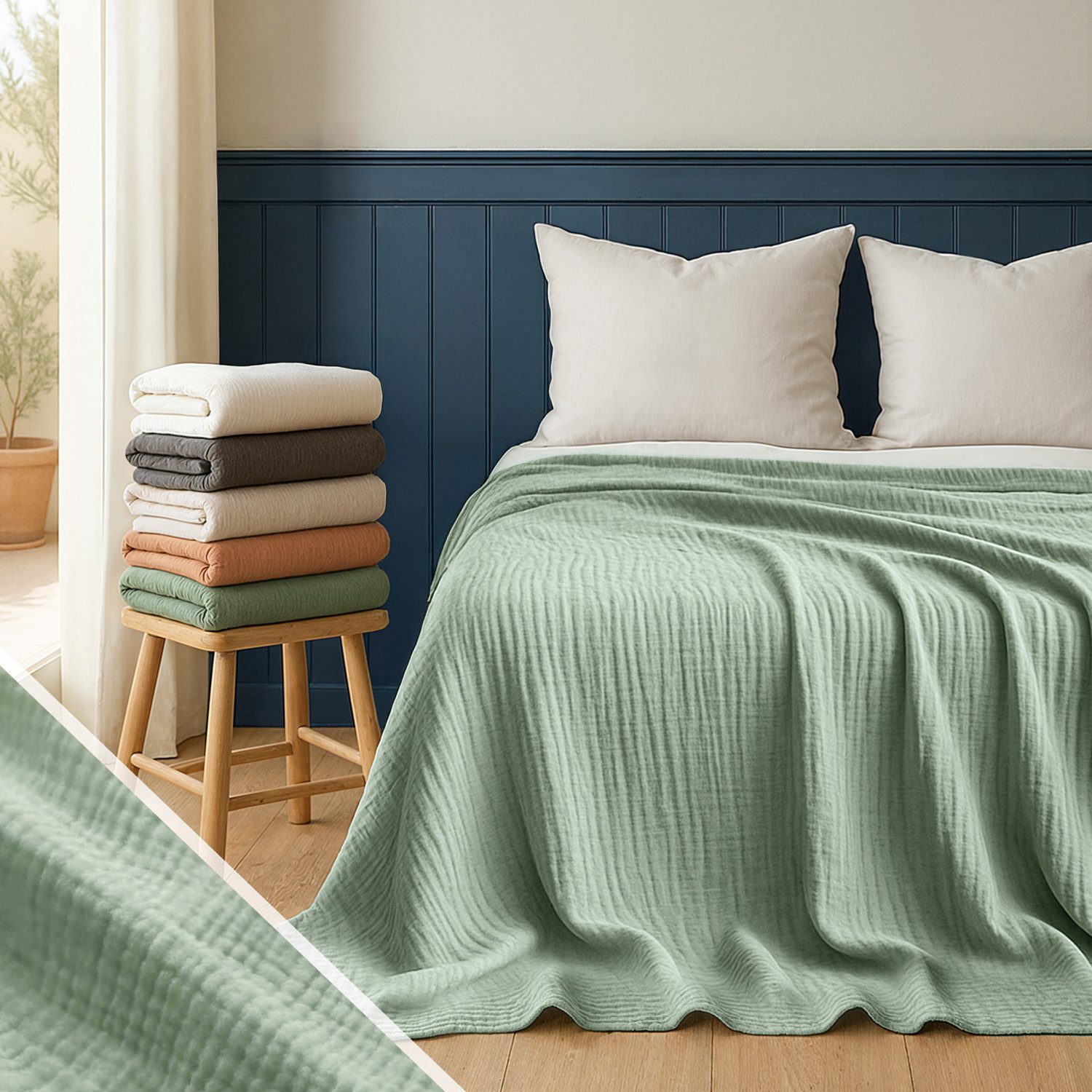 Blumtal Tagesdecke Tagesdecke Baumwolle - Musselin Decke Oeko-TEX zert. - B günstig online kaufen