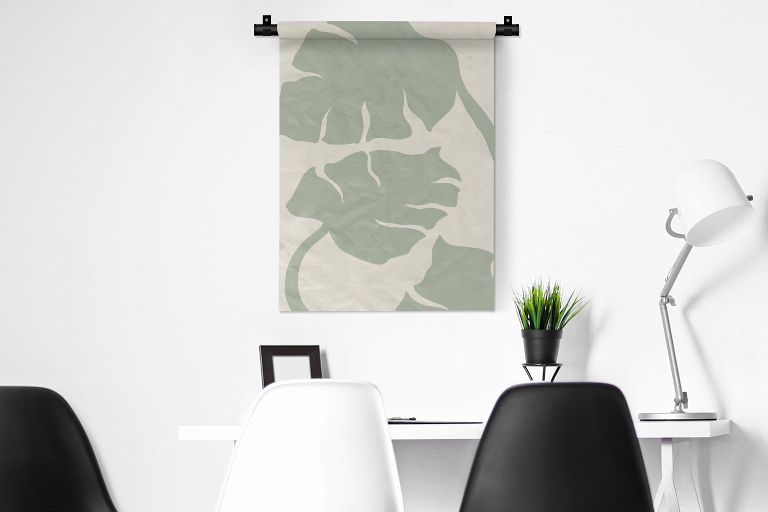 - Schlafzimmer Blätter Wand, Grün Tapisserie, MuchoWow Wohnzimmer, - Pflanzen, Wanddekoobjekt der Deko - an für Monstera