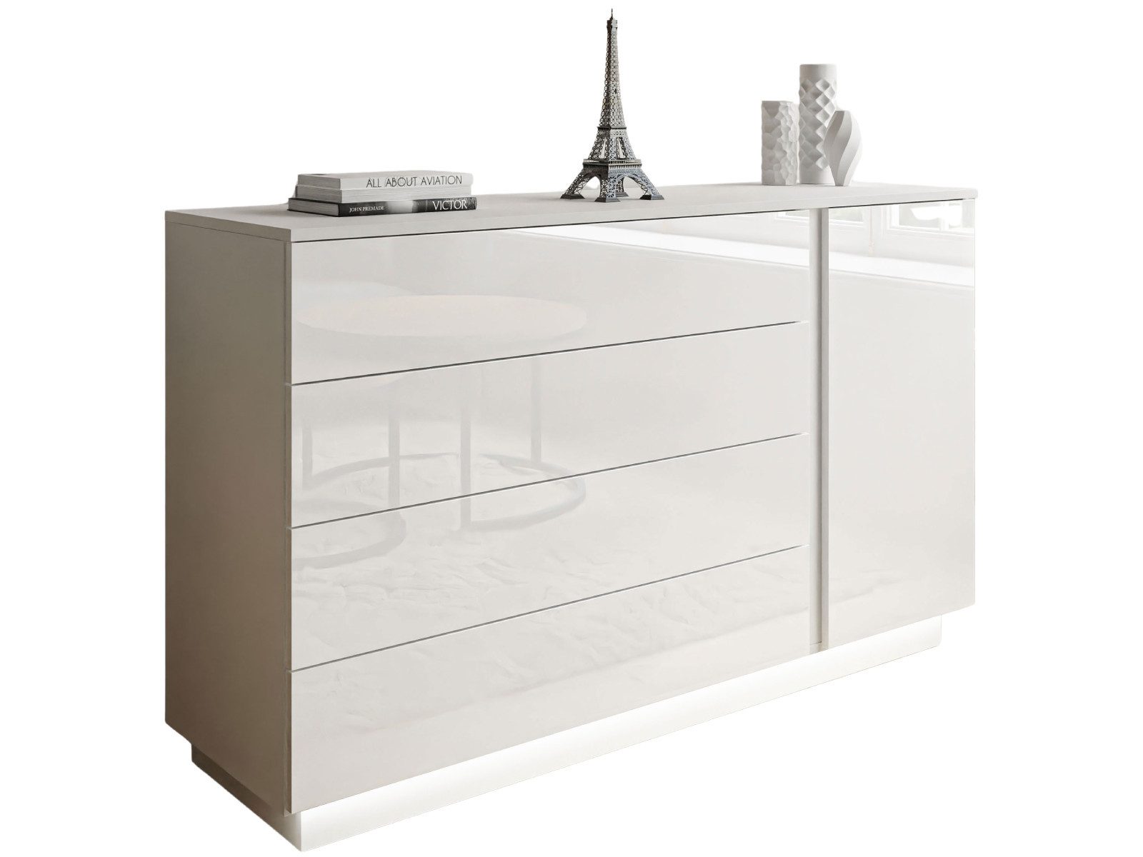 yourhouse24 Kommode LUNA II Sideboard 1D4S mit LED Beleuchtung