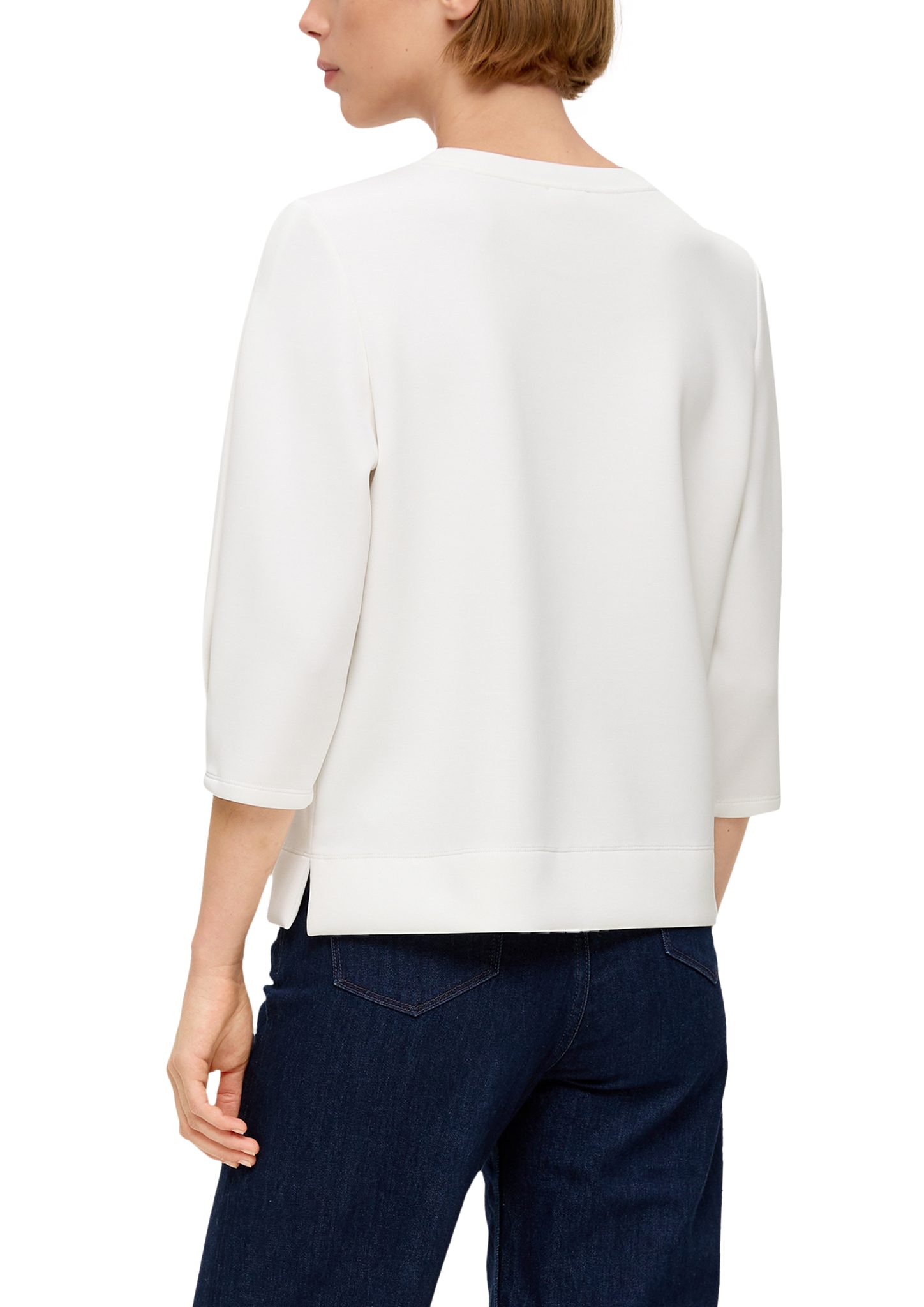 s.Oliver 3/4-Arm-Shirt Scuba-Sweatshirt mit Falte ecru