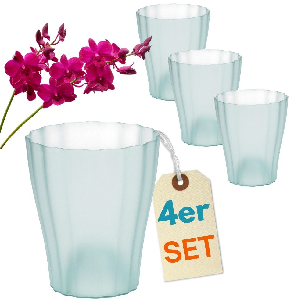 GarPet Blumentopf 4er Set Orchideentopf Transparent Orchideen Über Topf Innen 16 glas