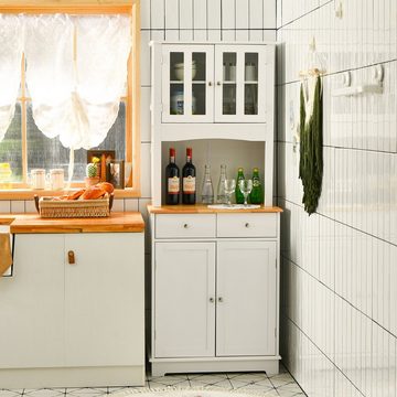 COSTWAY Küchenbuffet mit Arbeitsplatte, 2 Schubladen, weiß, 68x40x170cm