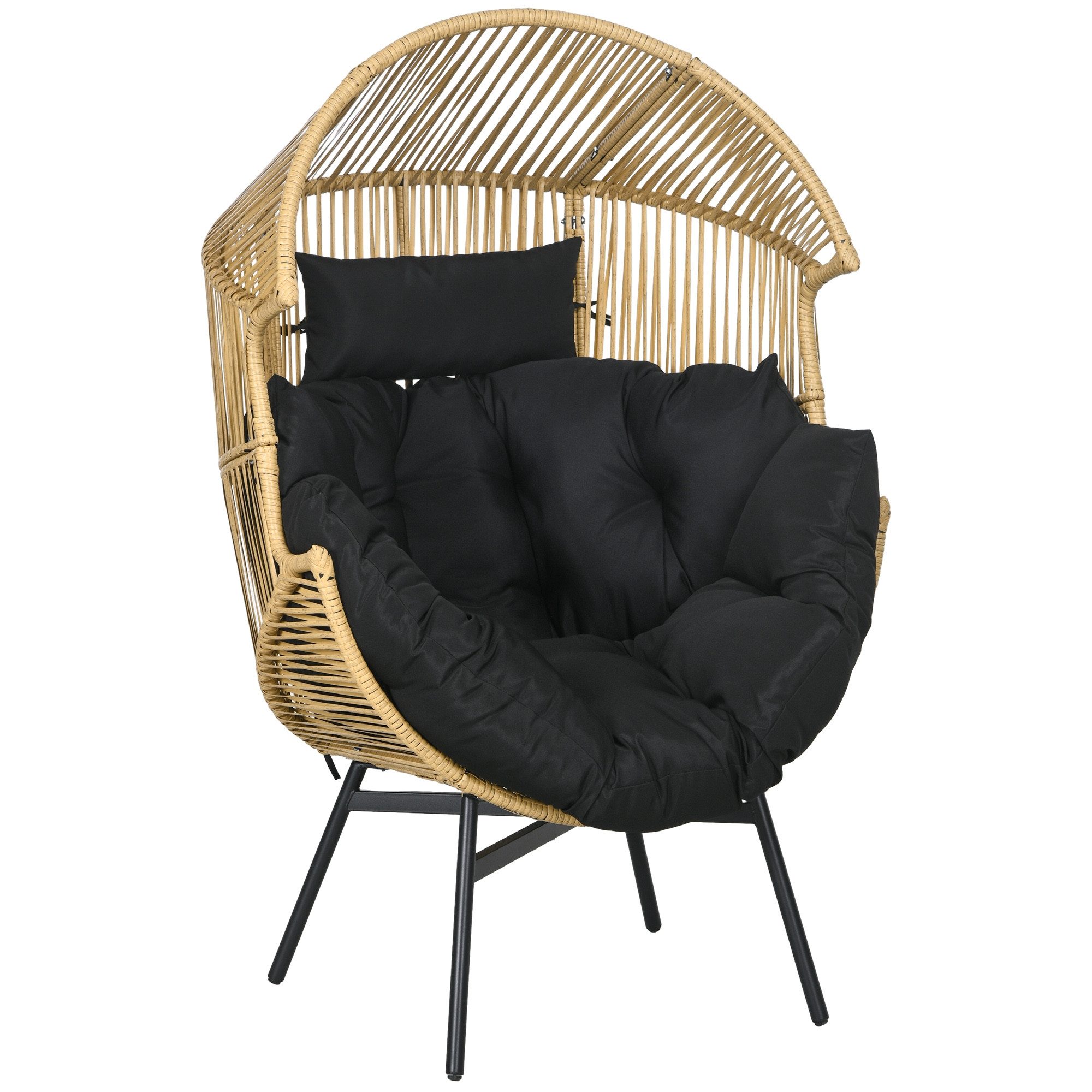 MC Star Gartensessel Rattansessel Outdoor-Sessel Gartensessel, PE-Rattan (89 cm x 75 cm x 143 cm, Natur + Schwarz)