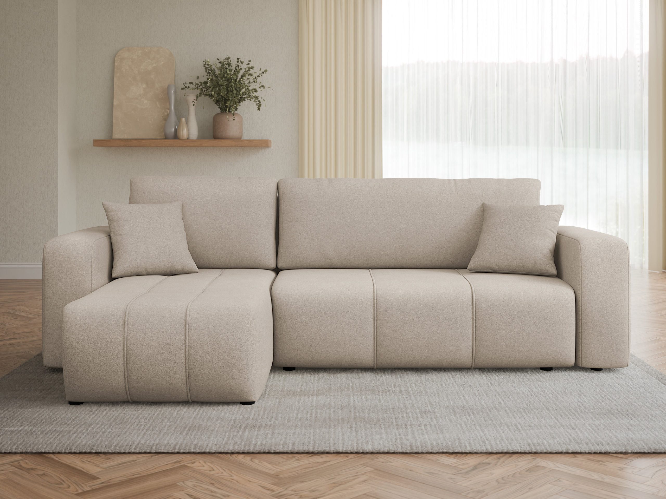 MIRJAN24 Ecksofa Fetrinu, mit Bettkasten und Schlaffunktion, L-Form, Seite Universal