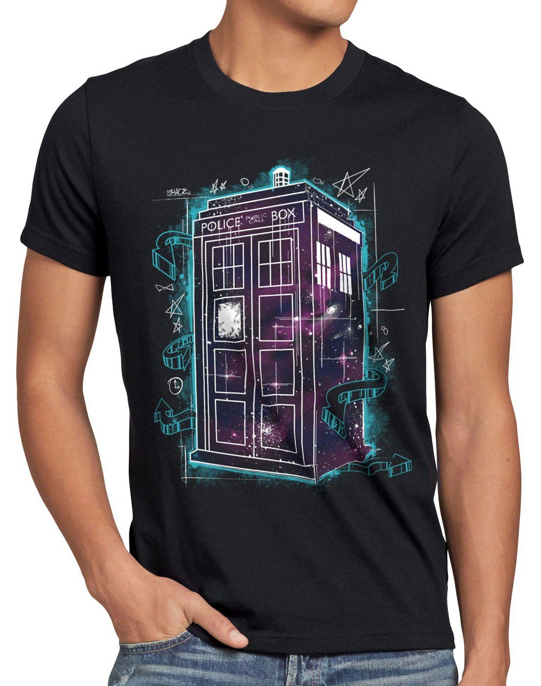 style3 Print-Shirt Herren T-Shirt Who doktor dalek dr police who box space doctor tv tardis reise