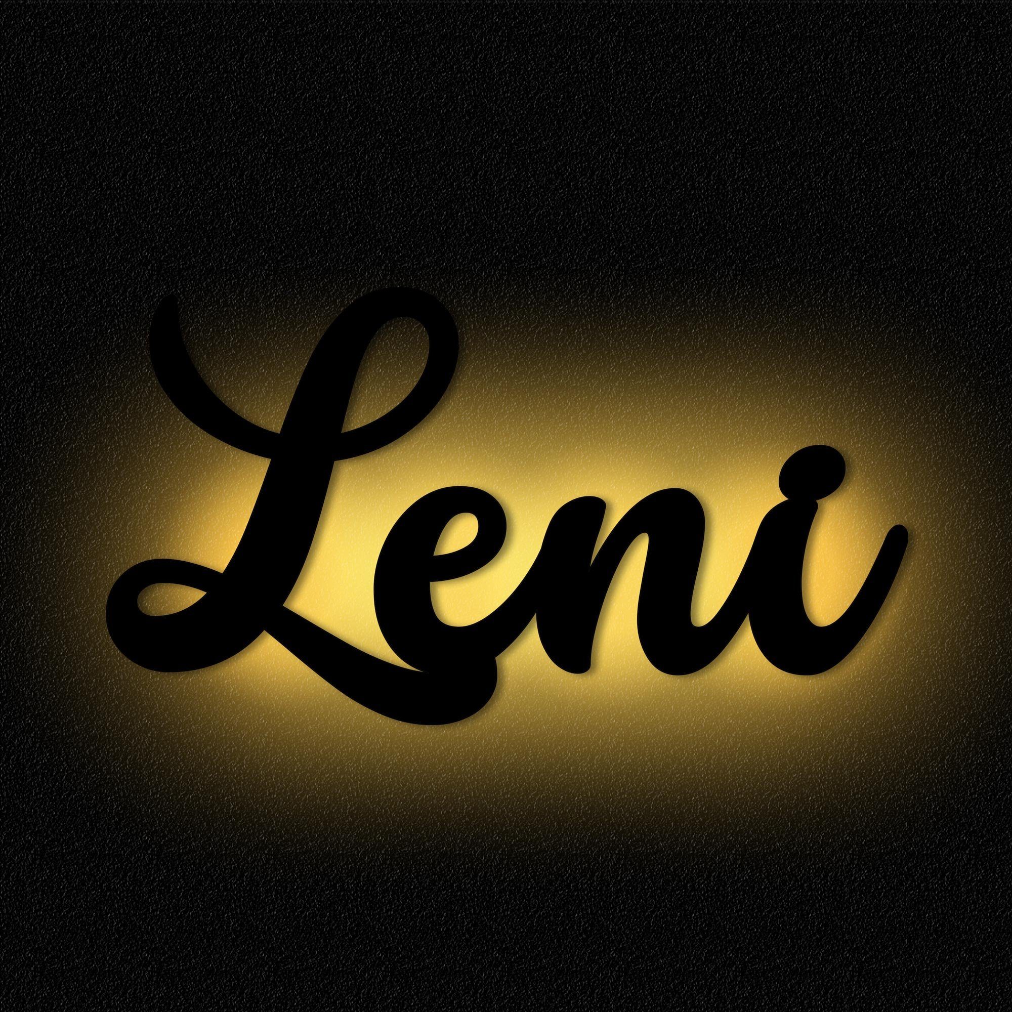 Namofactur LED Dekolicht Name Leni Deko Licht Kinder & Erwachsene Wandlampe I MDF Holz, LED fest integriert, Warmweiß