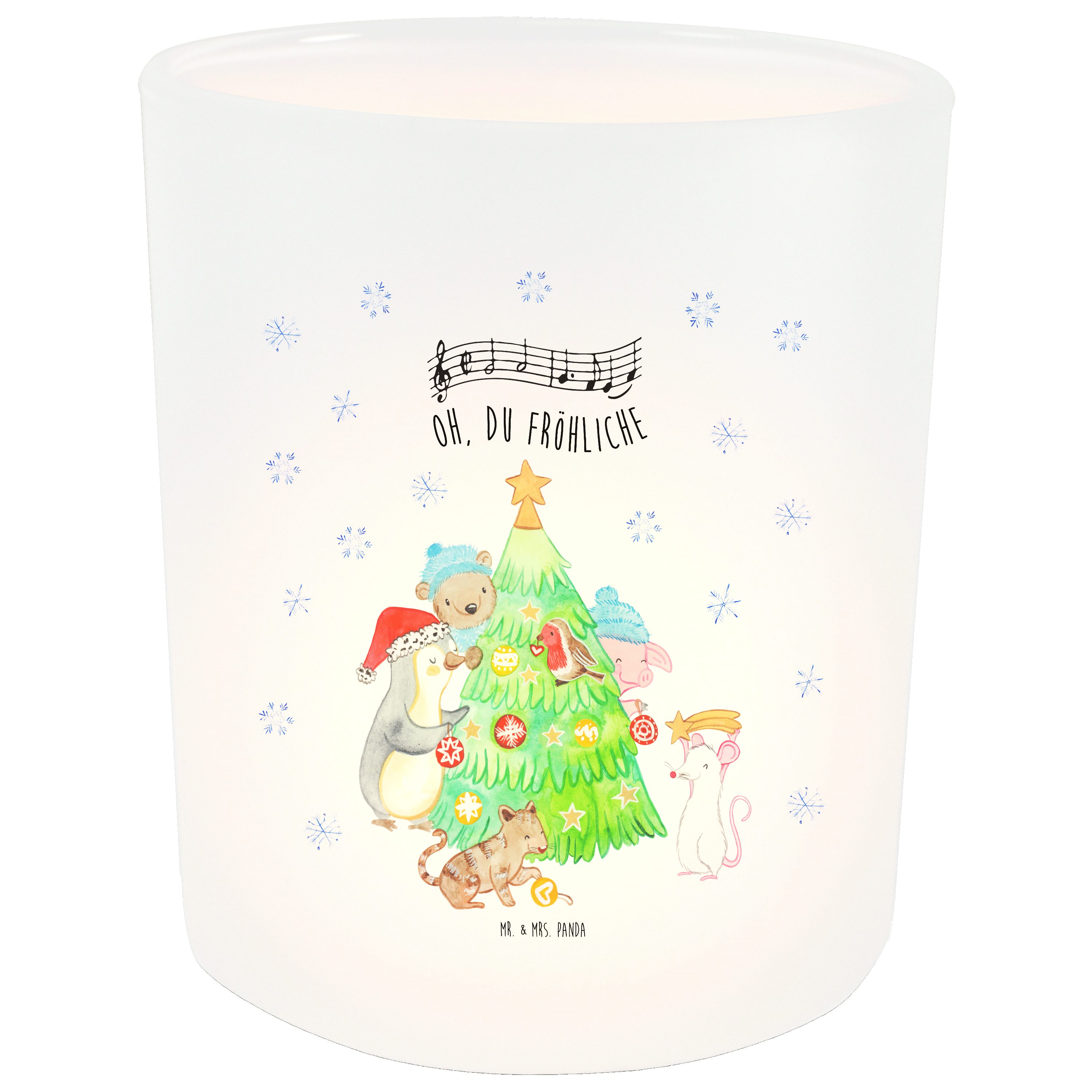 Mrs. Panda Kerzenlicht, Geschenk, St) Mr. Transparent Teeli & Weihnachtsbaum schmücken - (1 - Windlicht