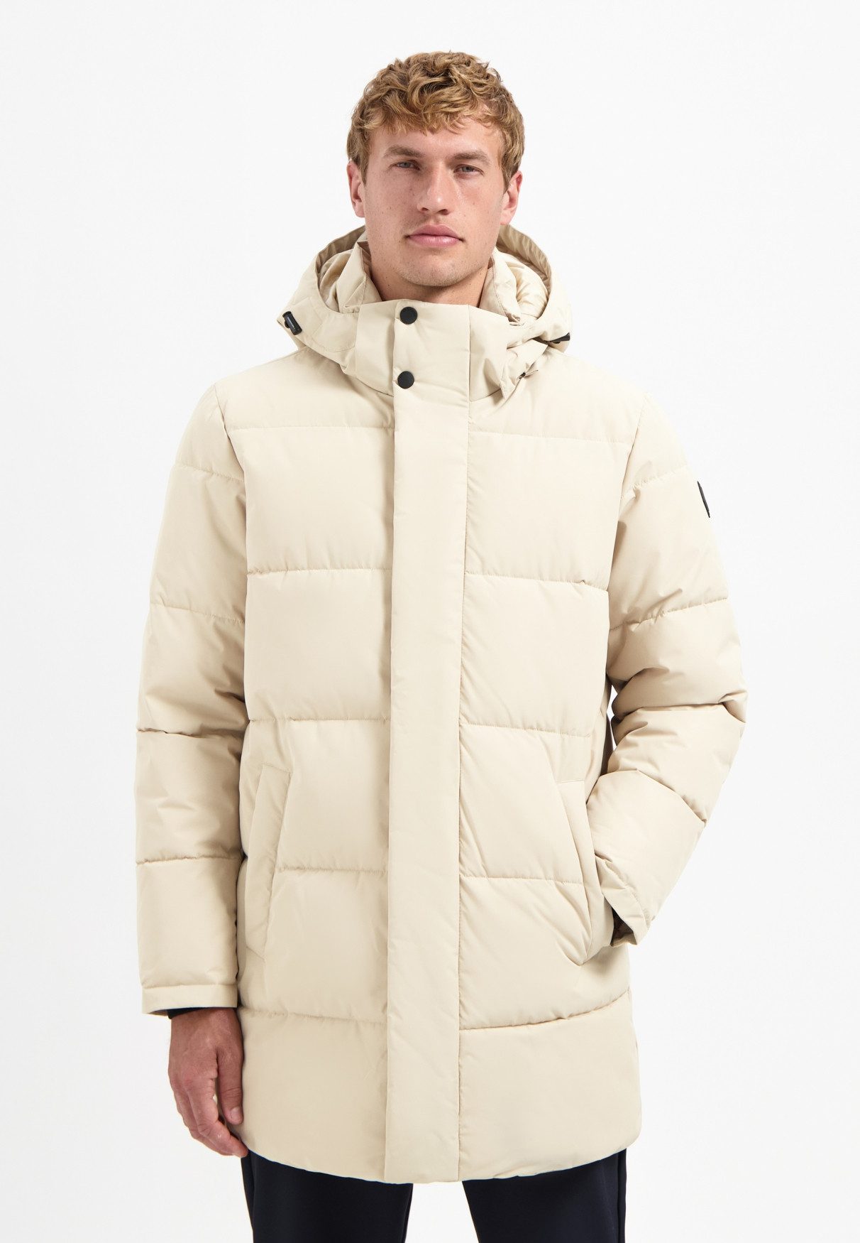 NO EXCESS Parka No Excess Langer Steppparka Jacket Long Parka Hood Padded