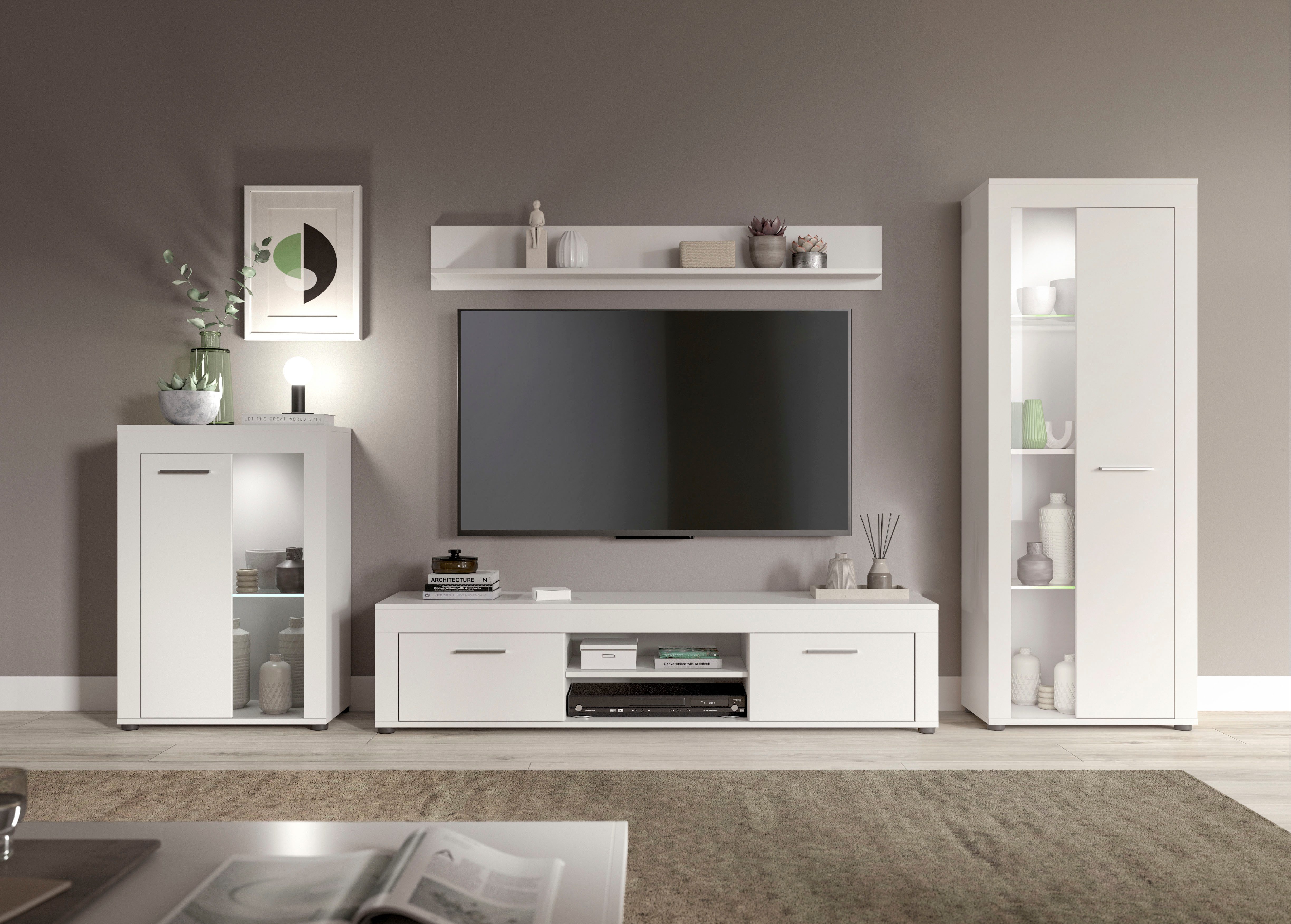 INOSIGN Wohnwand Aosta, 4-tlg., best. aus: Vitrine, Lowboard, Wandboard & V günstig online kaufen