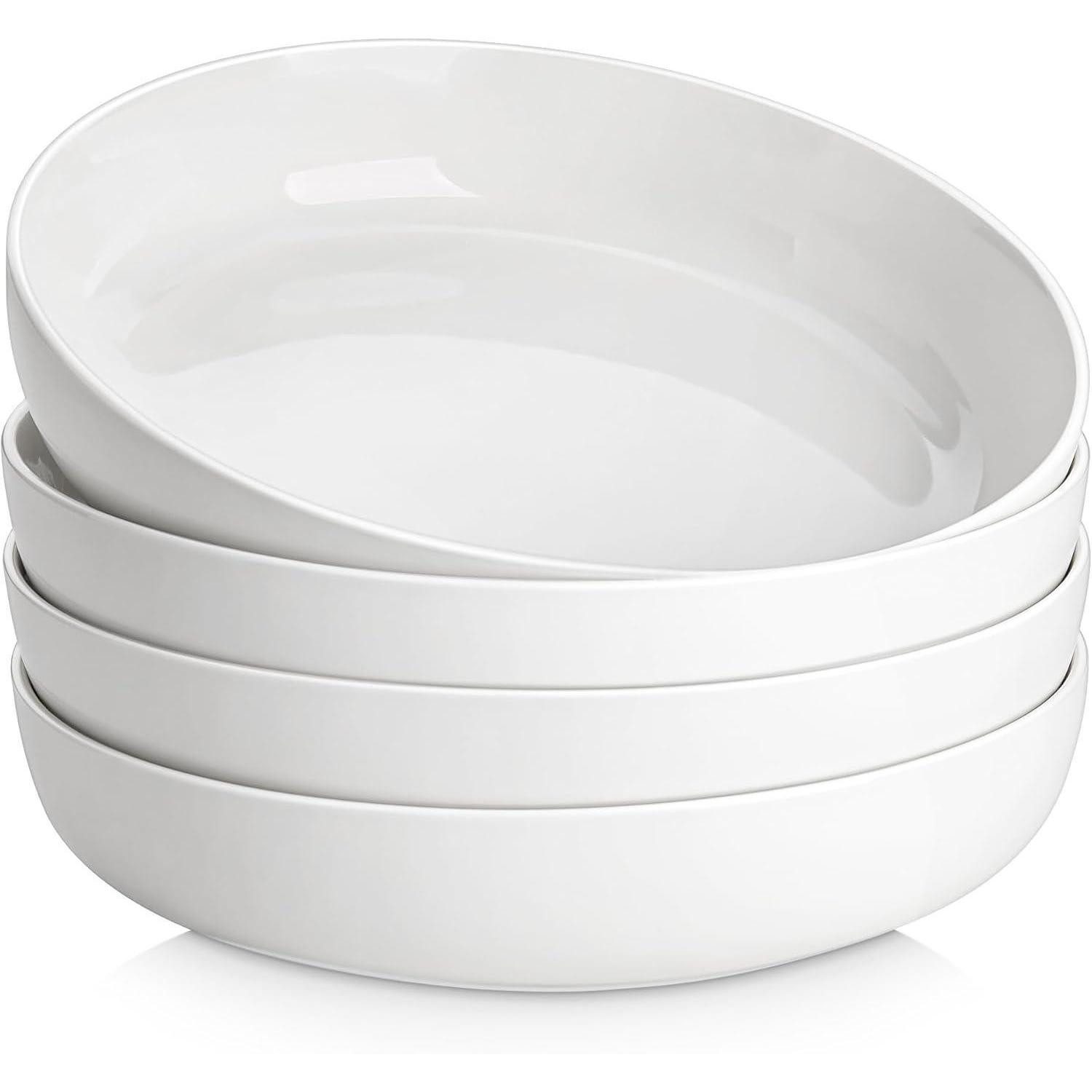 LuxusKollektion Suppenteller Suppenteller Porzellan 4er 1440ml 23,1cm Pastateller 4 Tlg Weiß