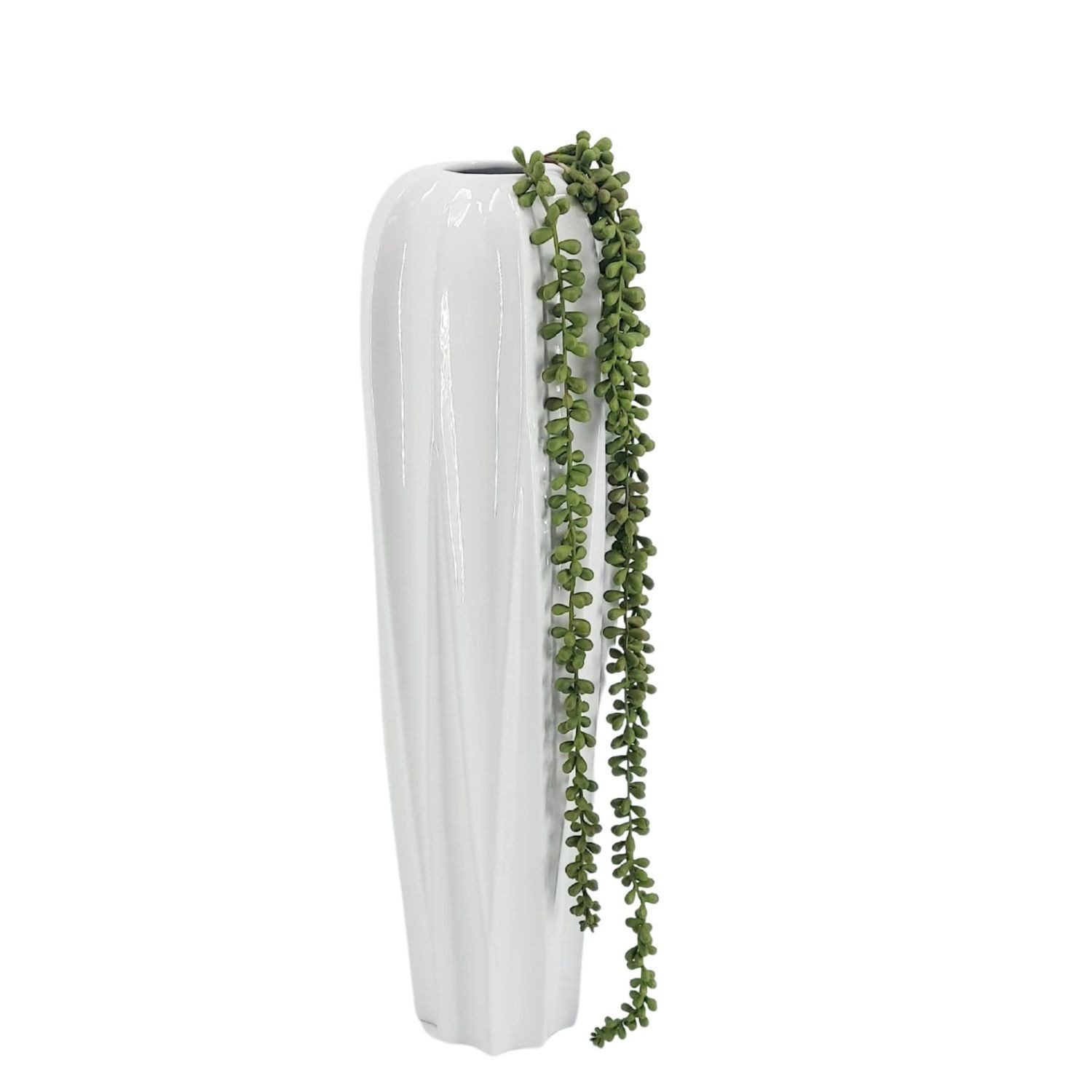 formano Bodenvase BASIC, Höhe: 58cm, Farbe: Weiß, Motiv: Relief