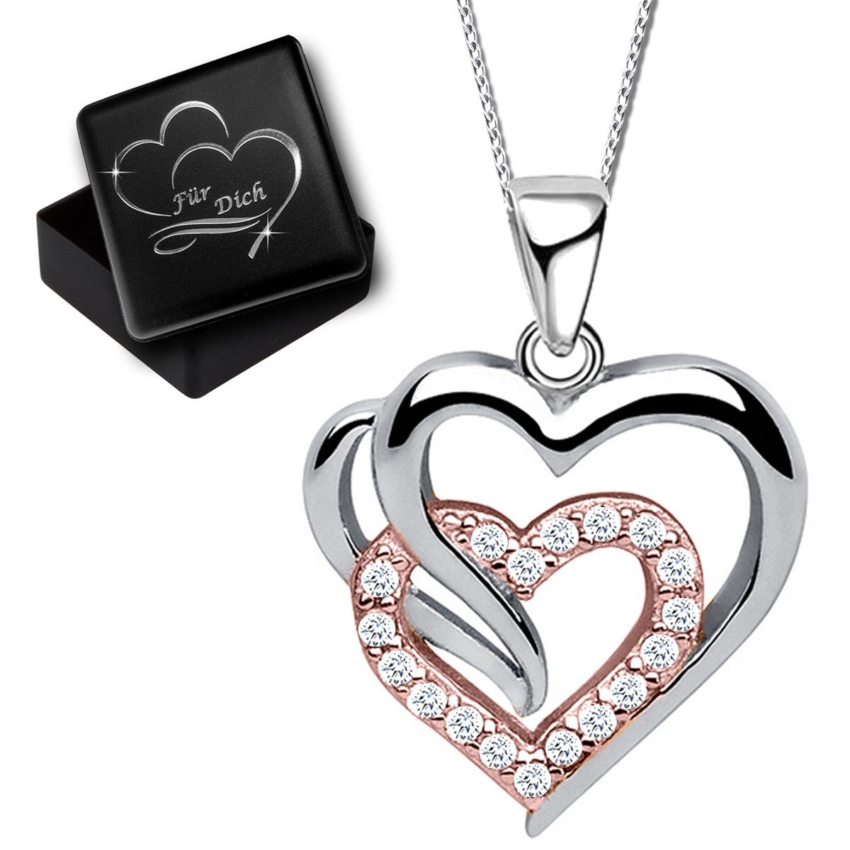 Halskette Infinity Herz Strass Anhänger Unendlichkeit Silber Hochzeit Geschenk 