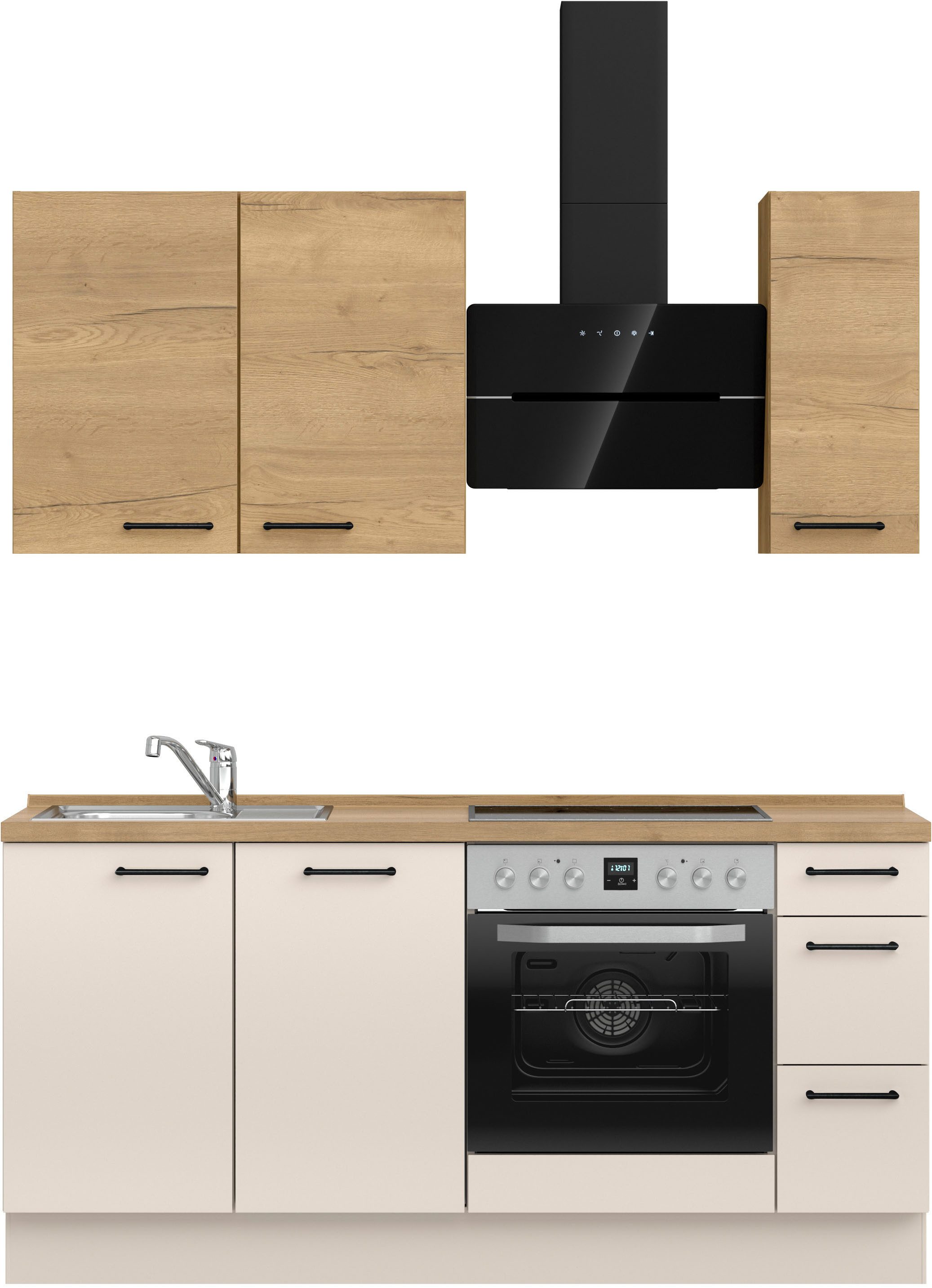 nobilia® Küchenzeile "MIAMI", NEU: individuell anpassbar mit gratis Profi-Beratung, vormontiert, Breite 180 cm, Ausrichtung wählbar, wahlw. mit E-Geräten