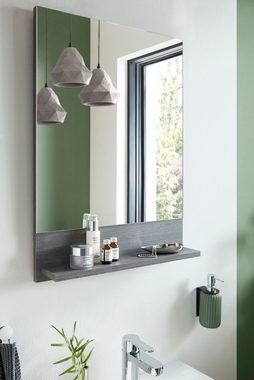 Saphir Badspiegel Quickset Bad Flächenspiegel mit Ablage, 50 cm breit, ohne Beleuchtung, moderner Wandspiegel für Badezimmer, rechteckig, 70 cm hoch