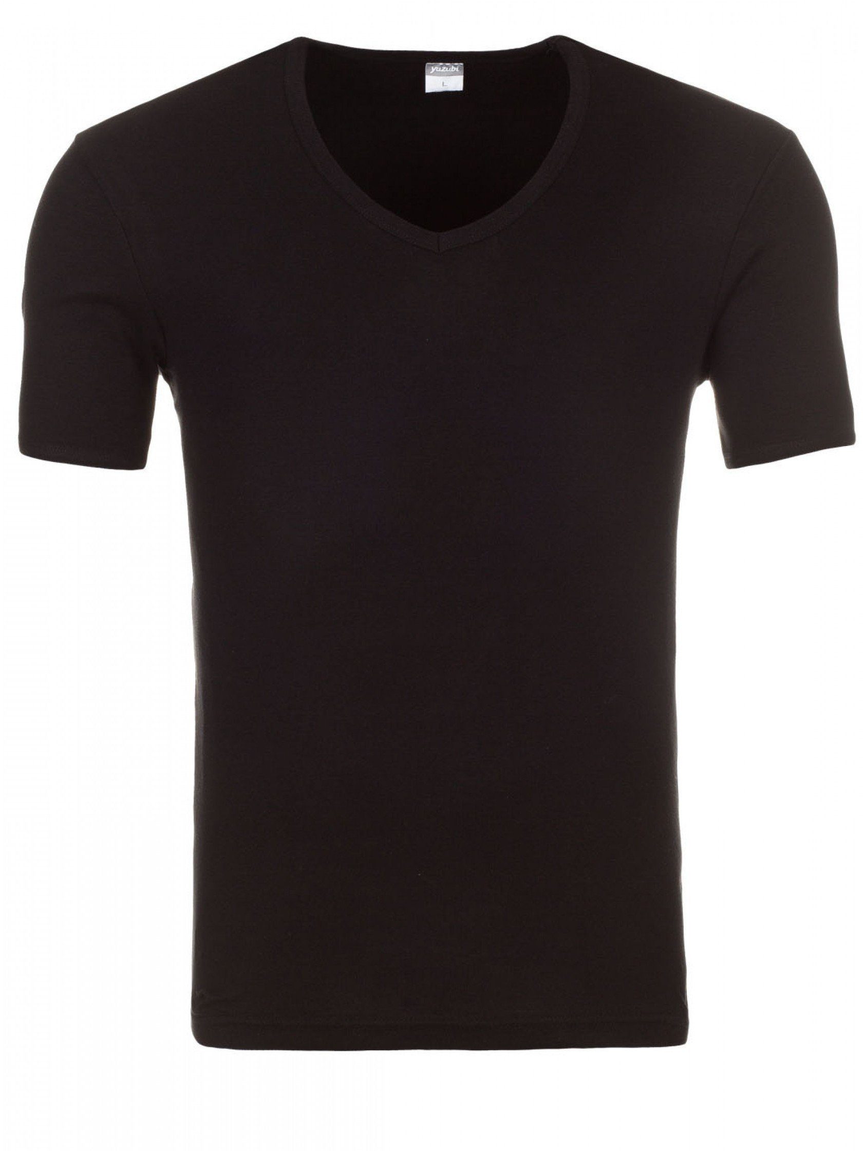 black (1er T-shirt V-Shirt Yazubi Basic Schwarz V-Neck mit Tee Pack - V-Ausschnitt bequemes Yazubi 1001) (1-tlg)