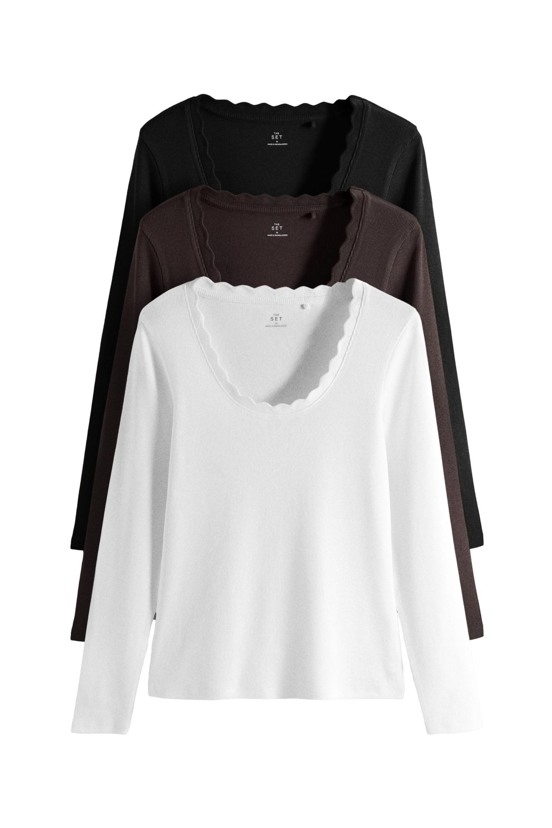 The Set Langarmshirt The Set Langarmshirts mit U-Ausschnitt, 3er-Pack (3-tlg)