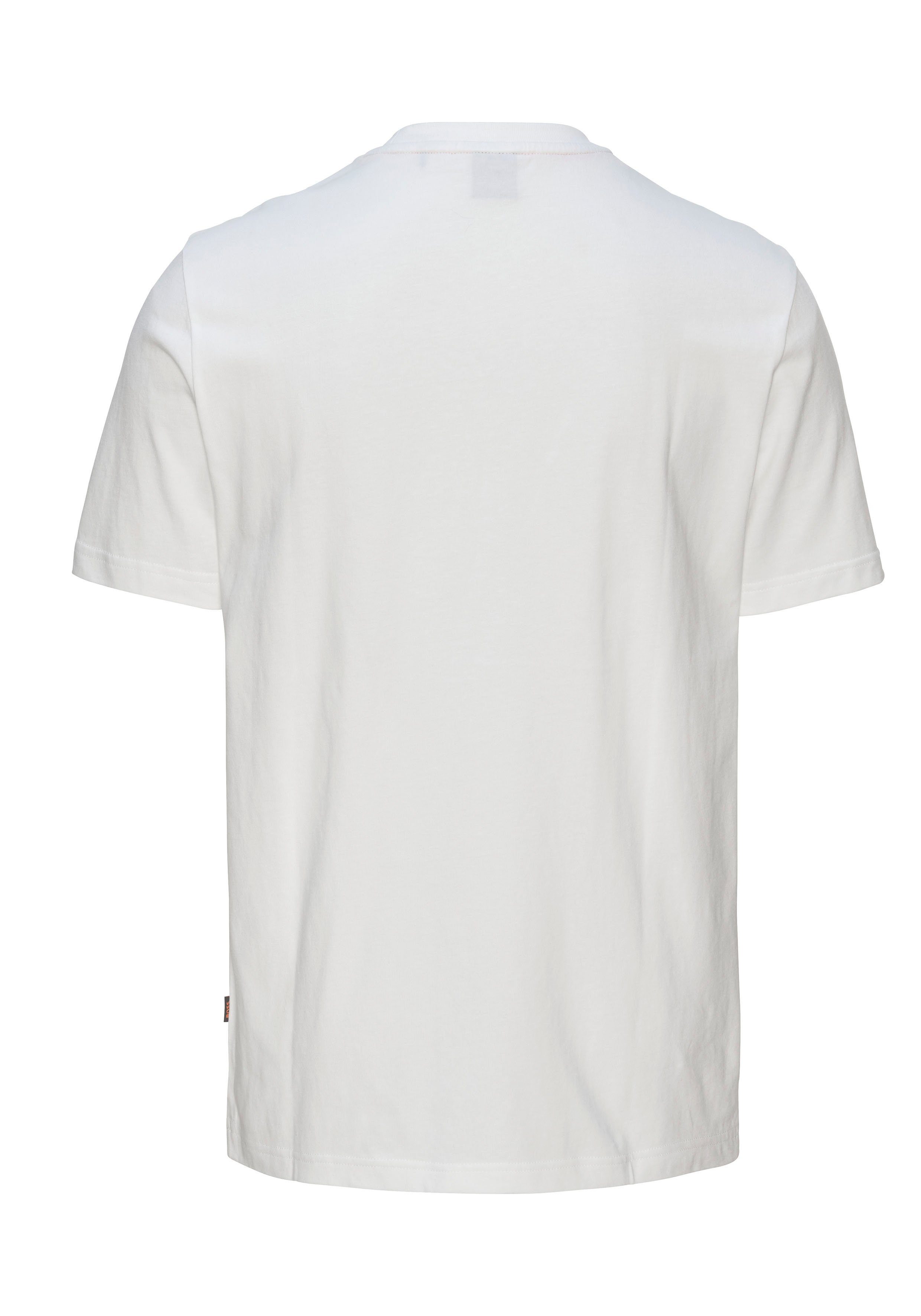 BOSS Frontdruck ORANGE Kurzarmshirt modischem mit Teeheavyboss 100_White