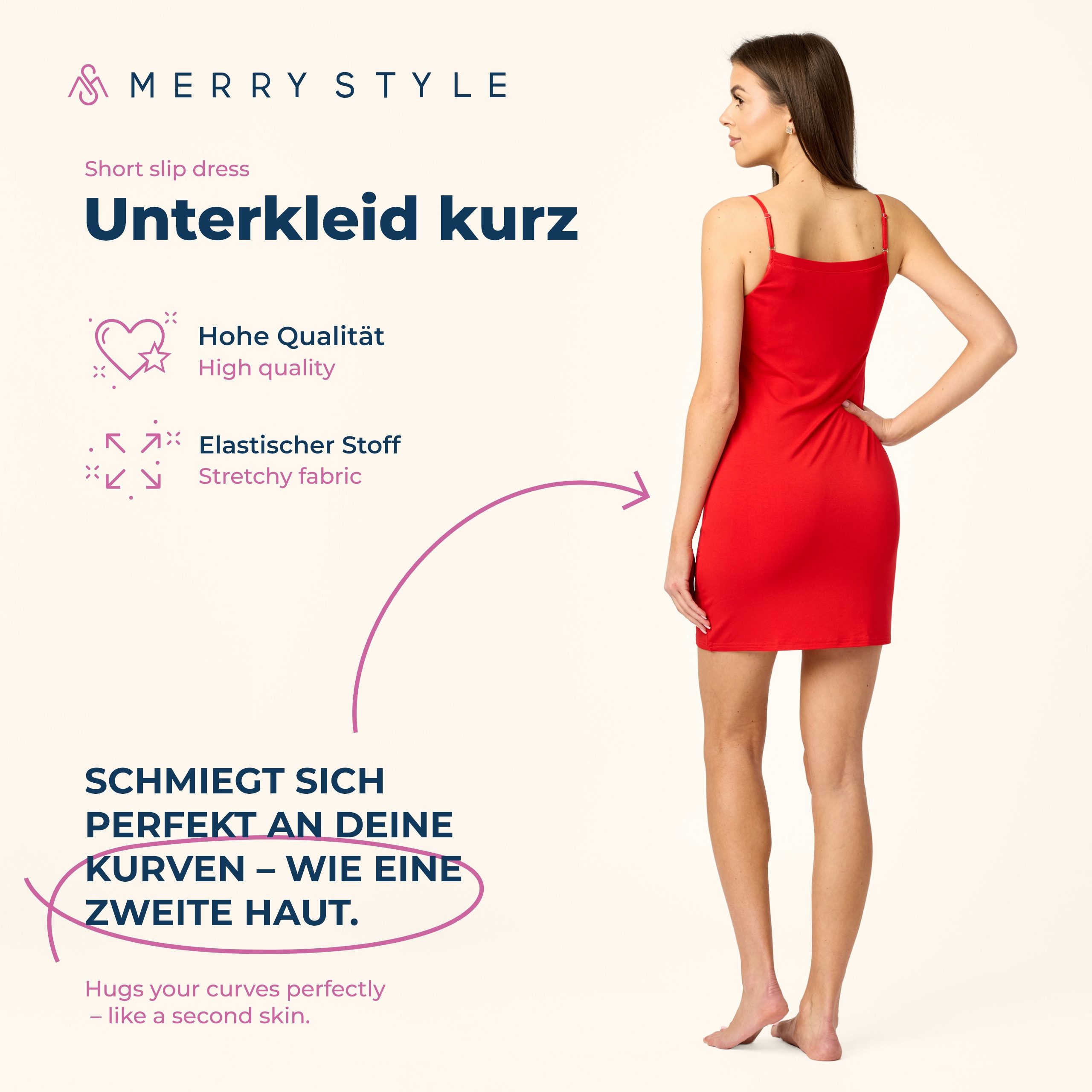 Merry Style Unterkleid Damen kurz Viskose MS10-315 (1-tlg) verstellbare Träger