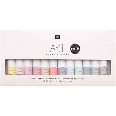 Rico-Design Verlag Kreativset »Rico Design ART Künstler Acrylfarben-Set Pastell - 12 Farben je 12 ml Tuben - Malfarbe für Anfänger, Profikünstler, Kinder & Erwachsene«, (12-tlg)