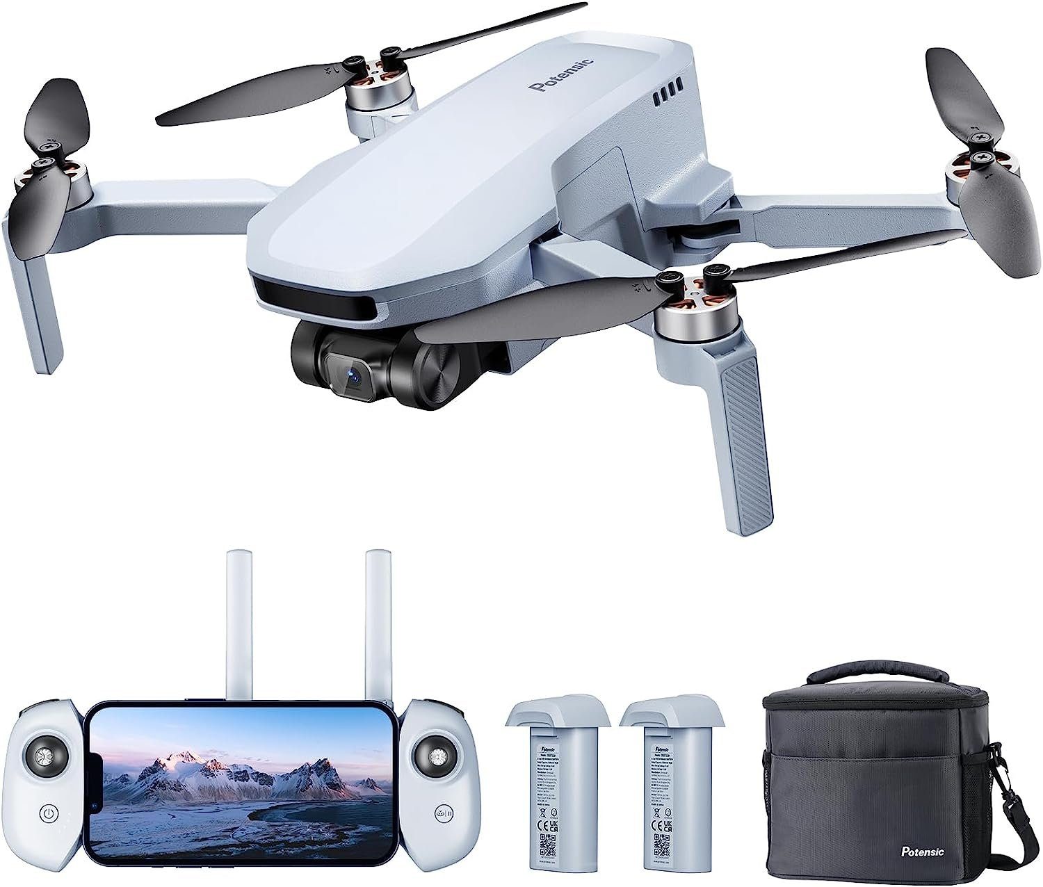Potensic Drohne (4K@30fps; 2.7K@30fps; 1080P@60/30fps, 4K Bürstenloser Max.16m/s, EIS Follow-Me/Rückkehr) Kamera, mit Motor
