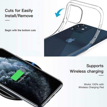 CoolGadget Handyhülle Transparent als 2in1 Schutz Cover Set für das Apple iPhone 12 / 12 Pro 6,1 Zoll, 2x Glas Display Schutz Folie + 1x Case Hülle für iPhone 12 12 Pro