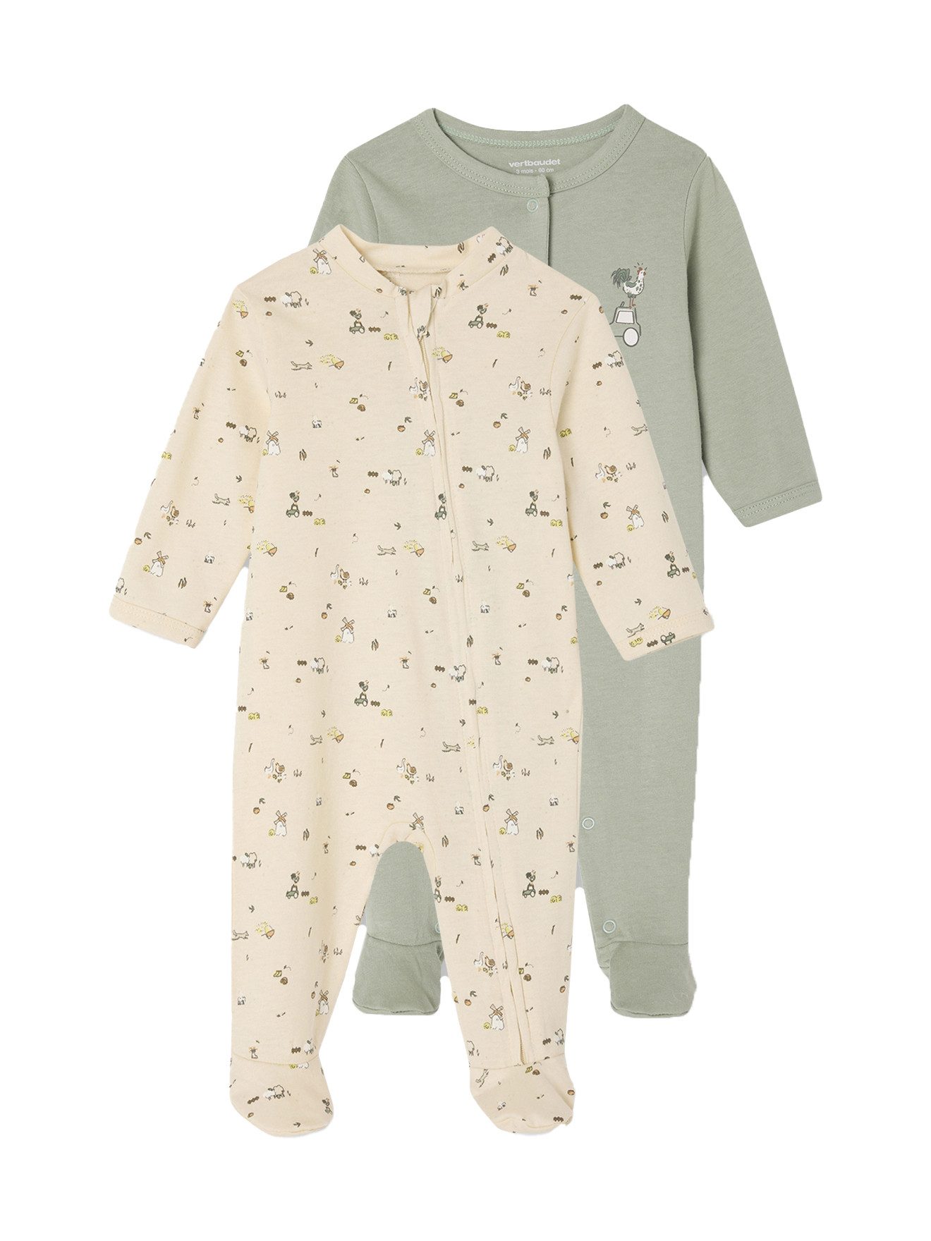 Schlafanzug 2er-Pack Baby Strampler mit Bauernhoftieren