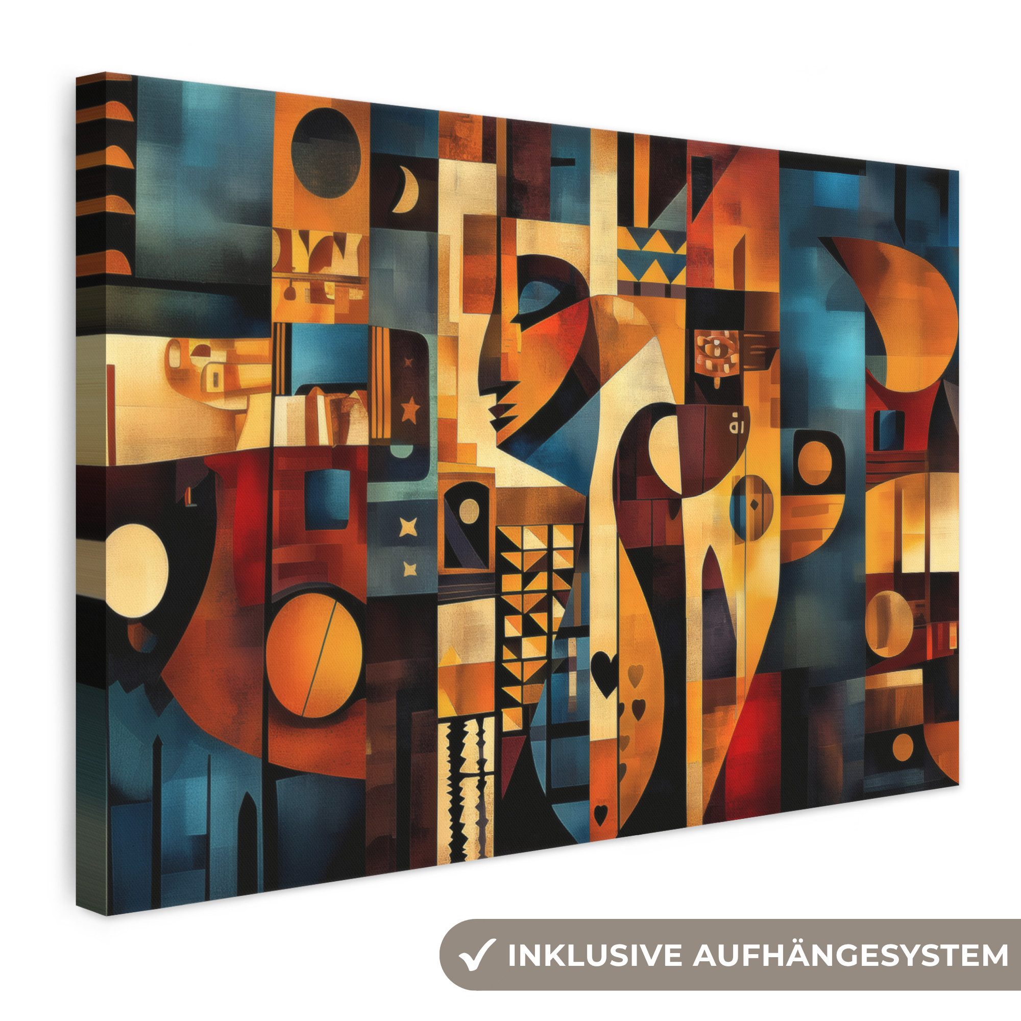 OneMillionCanvasses® Leinwandbild Figuren - Abstrakt - Symbole, Fotodruck (1 St), Leinwand Bilder Klein, Wand Dekoration Aesthetic 30x20 cm