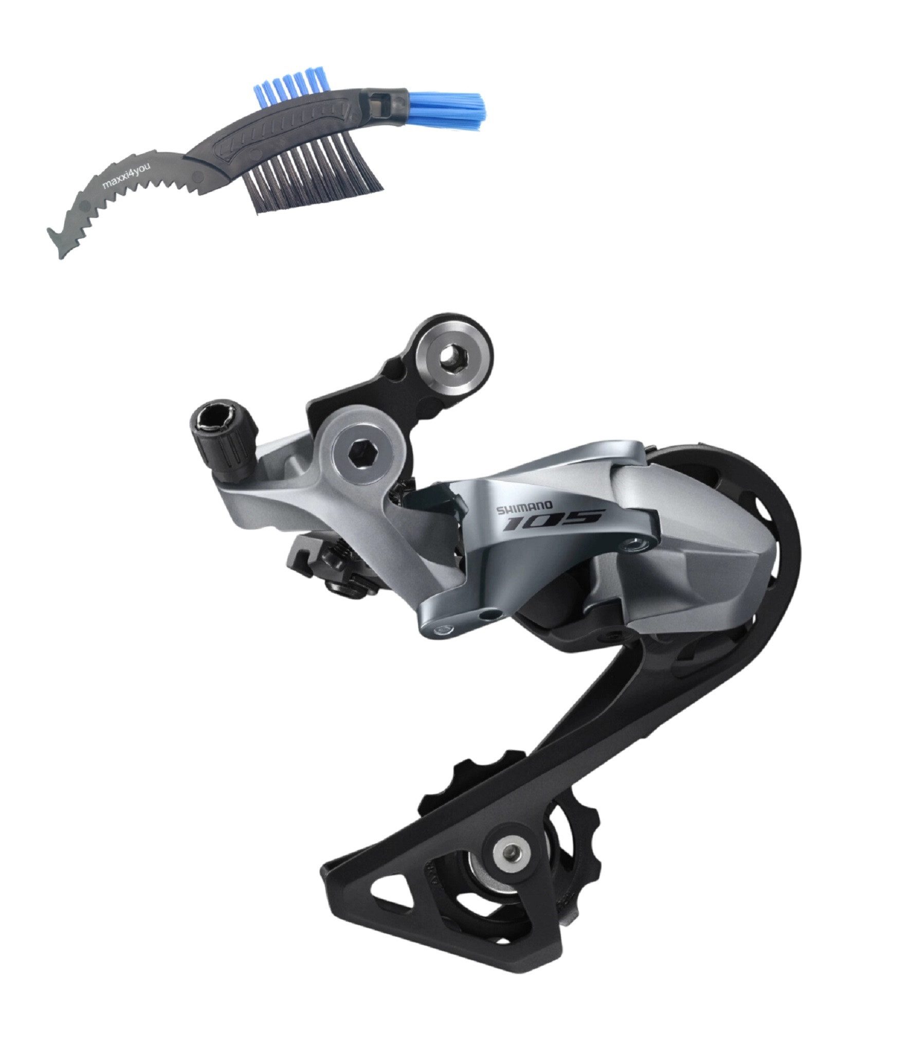 maxxi4you Schaltwerk Shimano 105 RD-R7000-SS Schaltwerk 11-fach kurzer Käfig Silber inkl KB