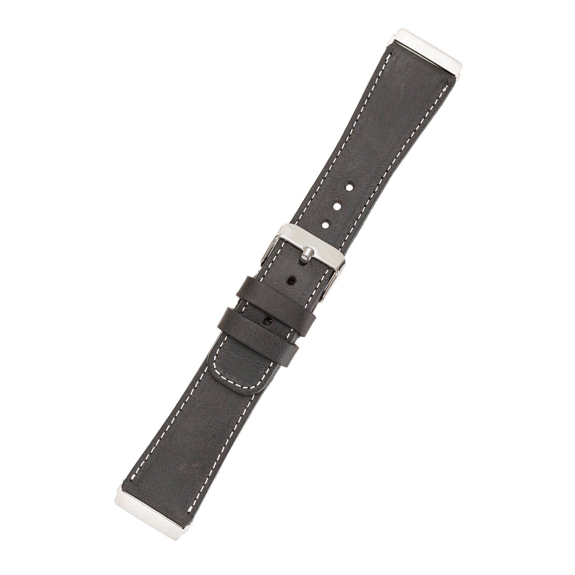 / Versa Sense Leder Leather Ersatzarmband 4 Fitbit 2 3 Renna / & Armband Dunkelgrau Smartwatch-Armband Echtes