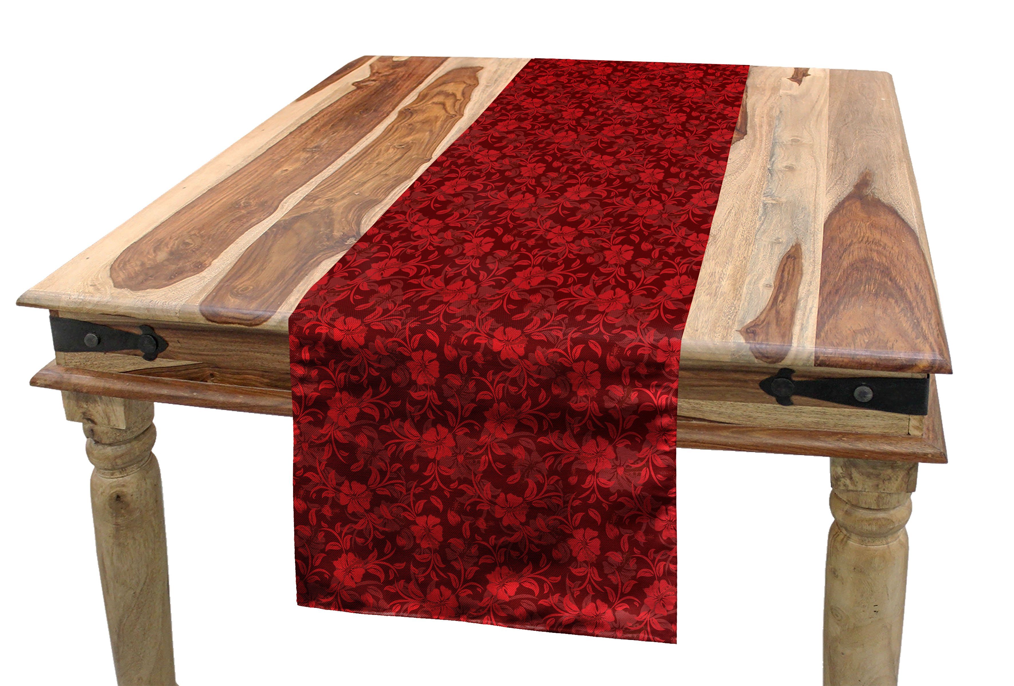 und wirbelt Abakuhaus Blumen-Blätter Esszimmer Rechteckiger Tischläufer, Dekorativer rot Tischläufer Küche