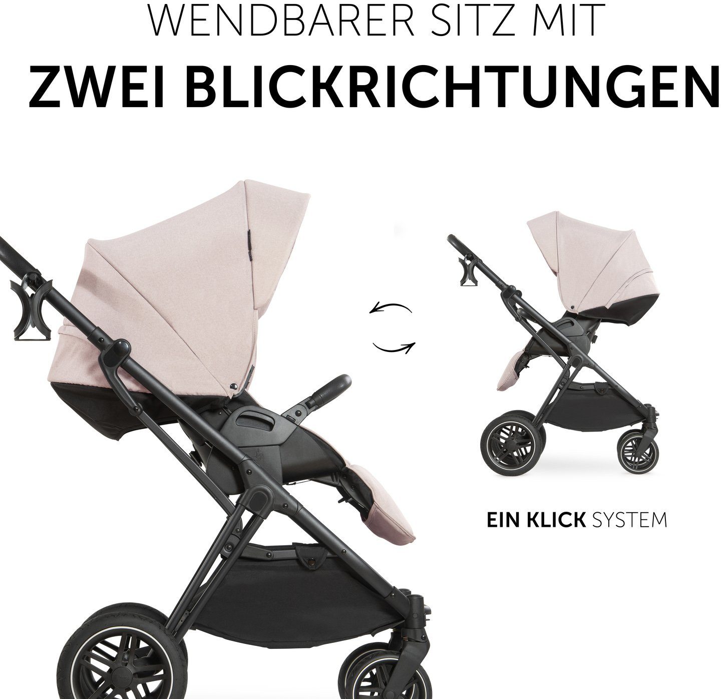 Hauck Kombi-Kinderwagen (3-tlg), X, Sportwagenaufsatz mit black/beige, Vision und Babywanne