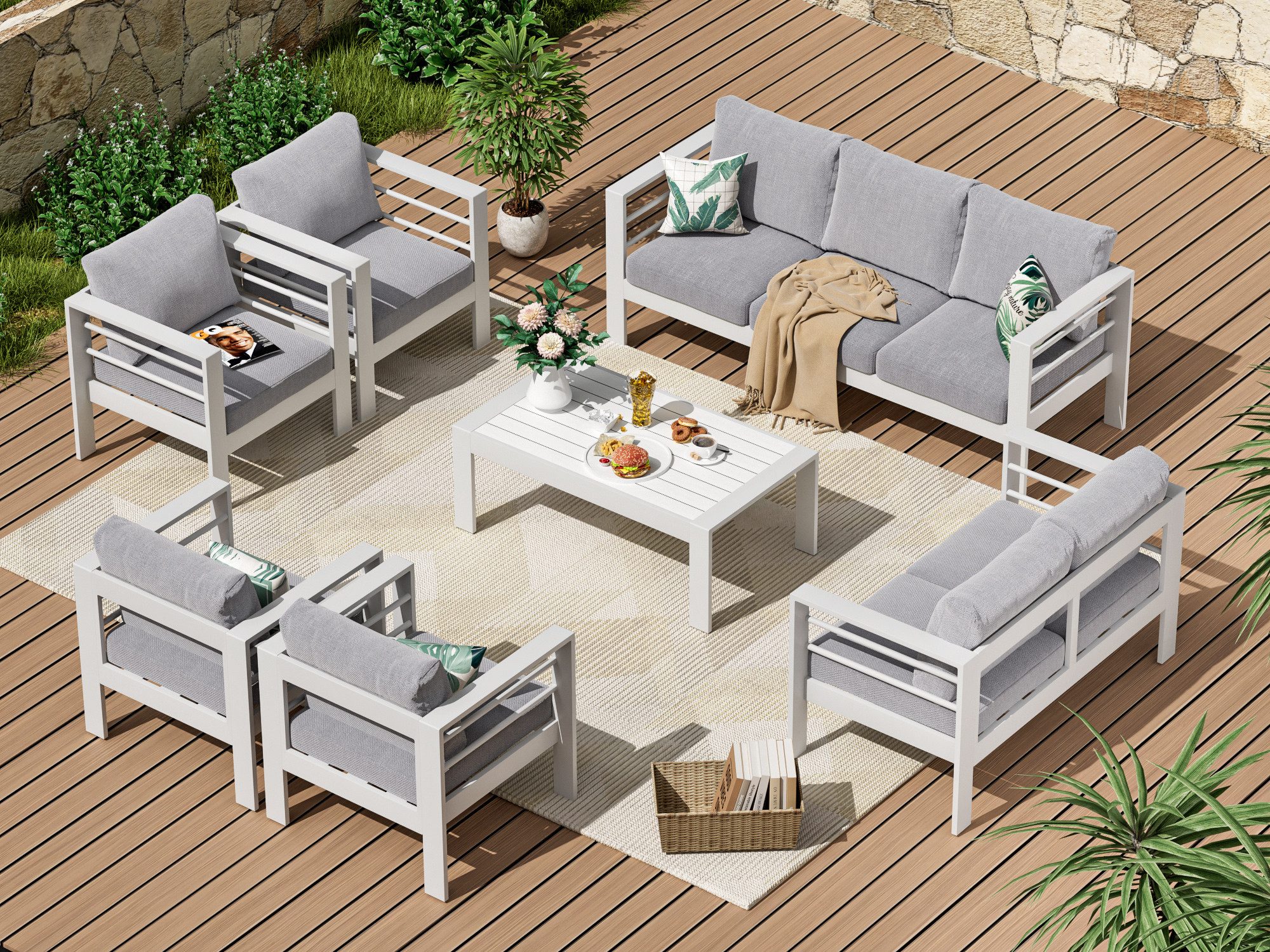 MeXo Gartenlounge-Set XXL Gartenmöbel Set Aluminium günstig online kaufen