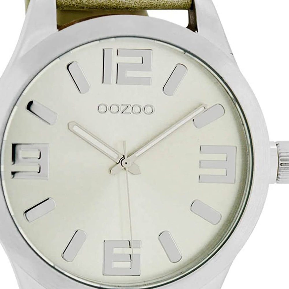 46mm) Oozoo Damen (ca. Lederarmband, groß rund, Armbanduhr OOZOO Damenuhr extra Quarzuhr C1056, Fashion-Style Timepieces