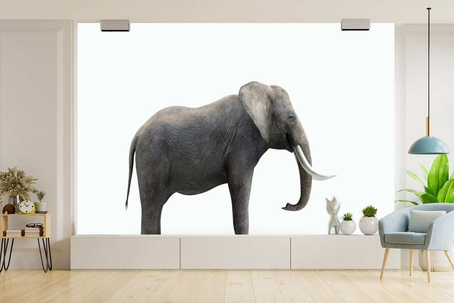 auf St), Kinderzimmer, MuchoWow Wallpaper bedruckt, Elefant für Tapete Matt, Hintergrund, Schlafzimmer, Wohnzimmer, (6 Fototapete Vinyl weißem