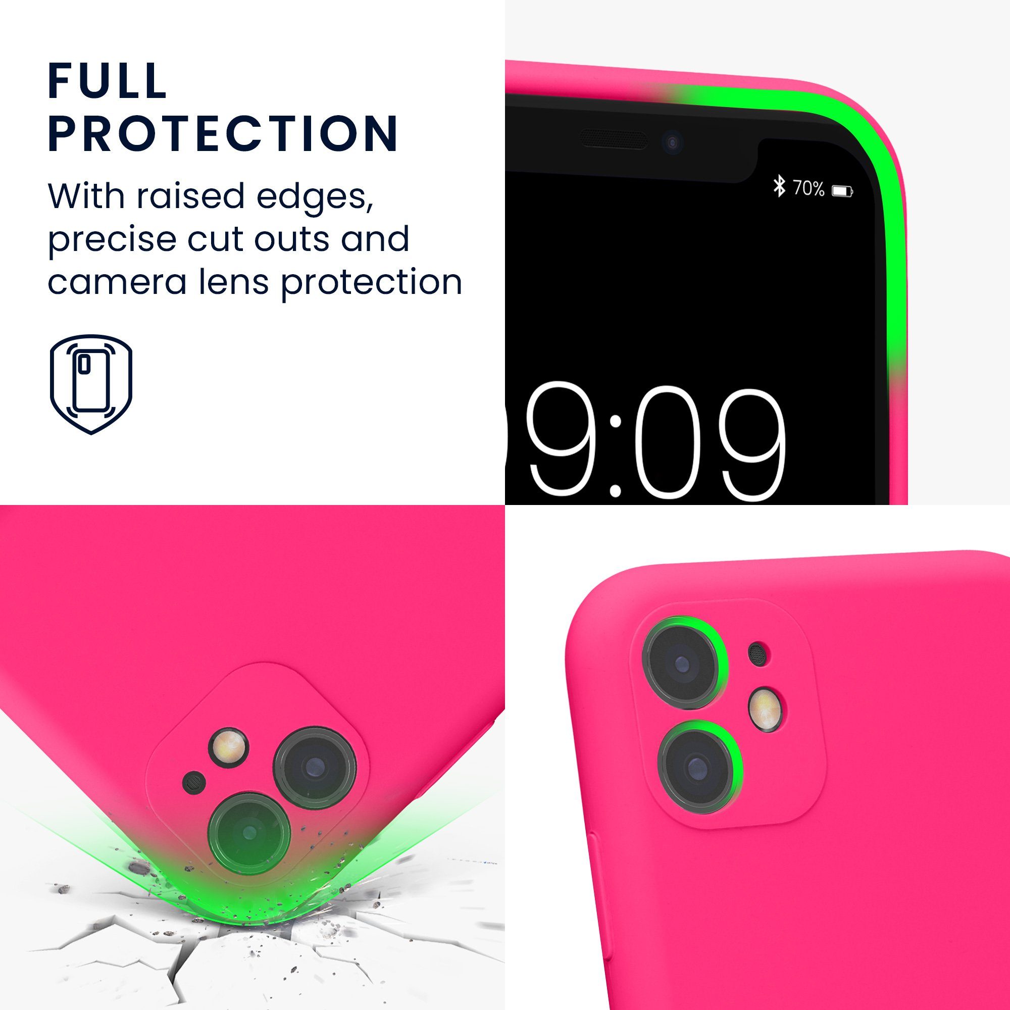 kwmobile Handyhülle Handyhülle für Apple iPhone 11 Hülle, Hülle Silikon gummiert - Handyhülle - Handy Case in Neon Pink
