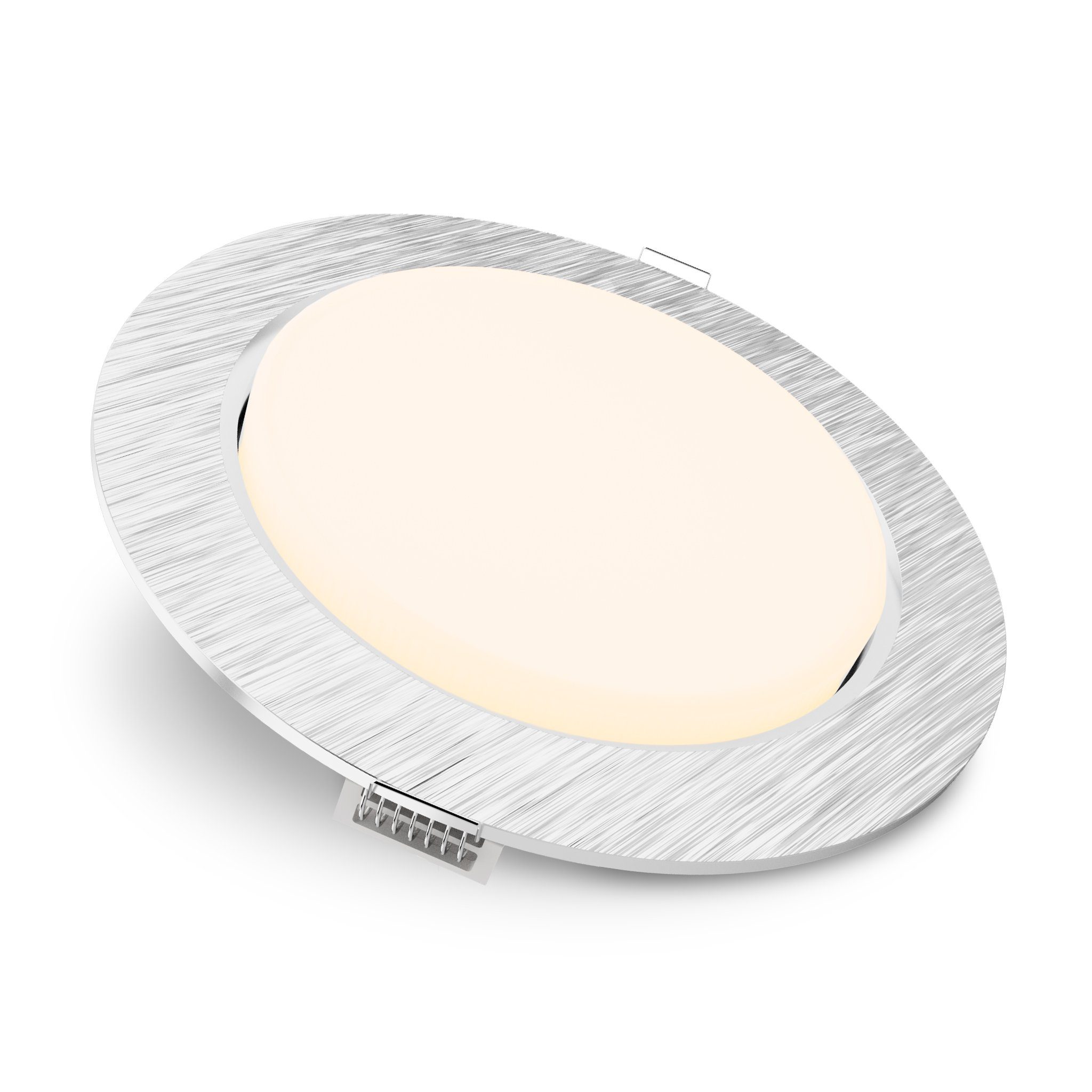 SSC-LUXon LED Einbaustrahler RX-3 flache LED Einbauleuchte Alu rund mit LED GX53 dimmbar mit 4,5W, Warmweiß | Strahler