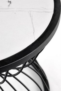 Cosy Home Ideas Couchtisch Couchtisch 50 cm rund weiße Marmor Optik Metallgestell schwarz (1 Stück, 1-St., 1 Tisch), Breite 50 cm