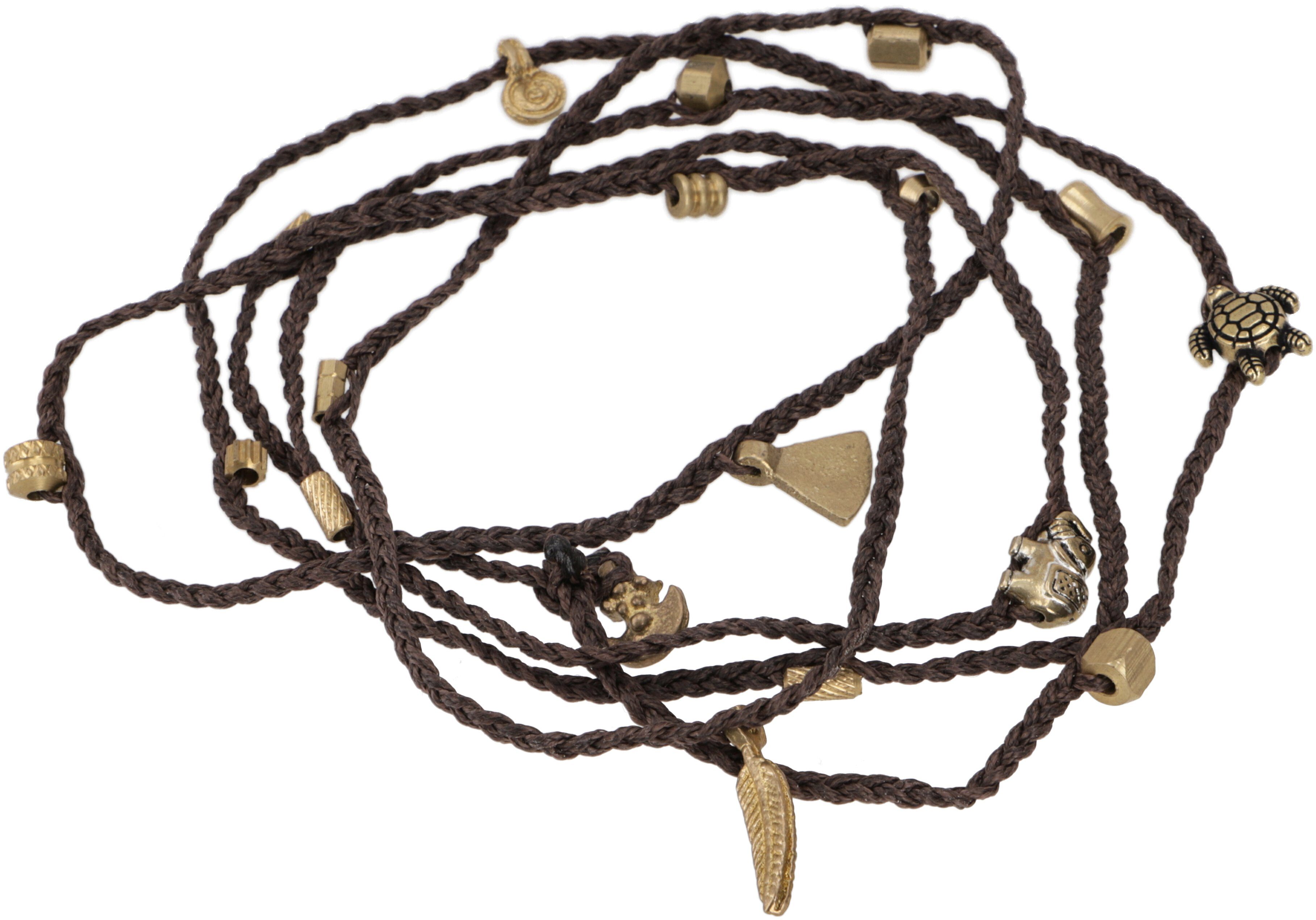 Guru-Shop Perlenkette Makramee Kette, verwandelbare Boho Kette,..